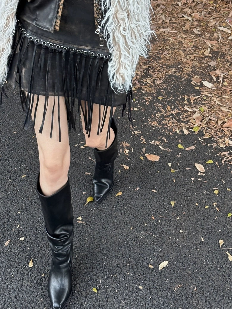 FULLTIDE Pu Leather Vintage Mid Waist Bodycon Black Women Short Mini Skirt