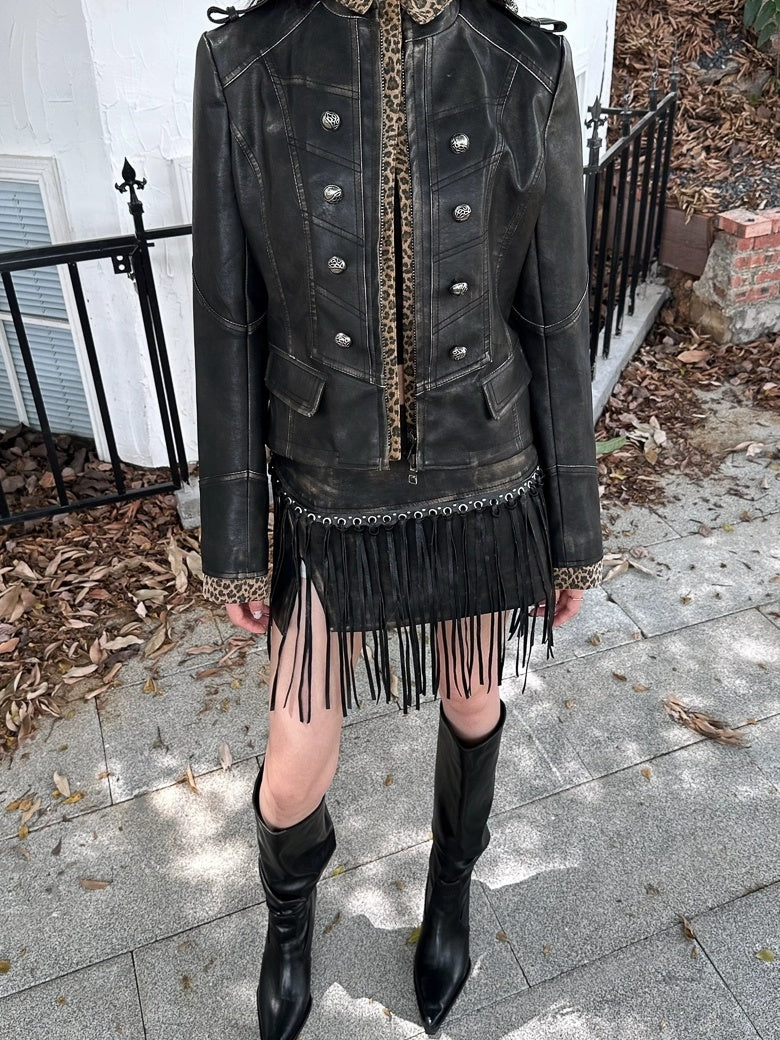 FULLTIDE Pu Leather Vintage Mid Waist Bodycon Black Women Short Mini Skirt