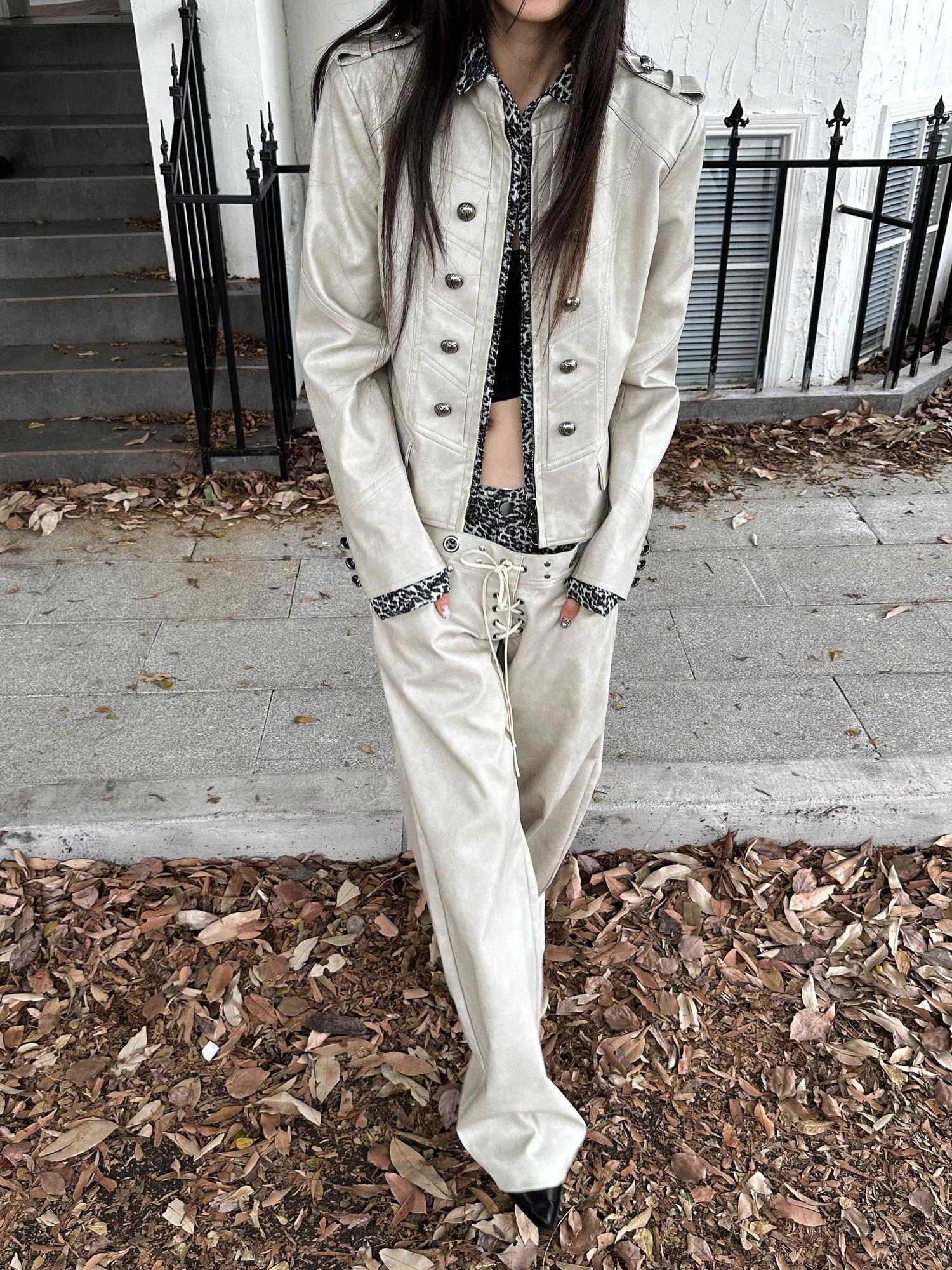 FULLTIDE Pu Slim Fit Street Style Stand Collar Long Sleeve Women Outerwear Jacket