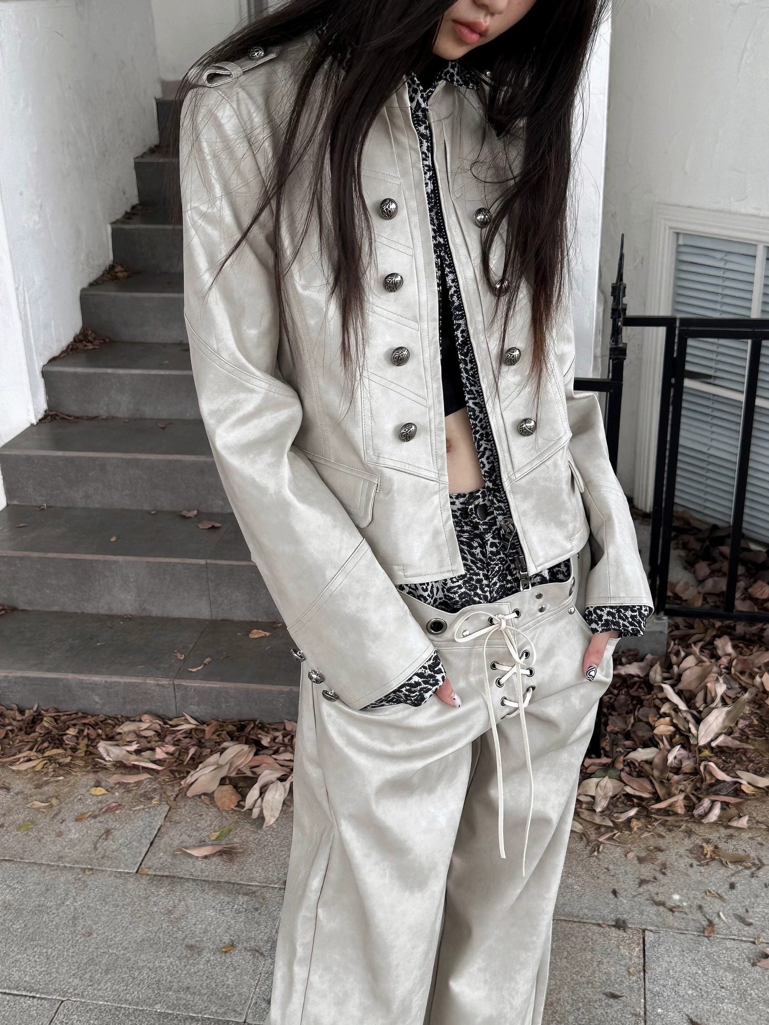 FULLTIDE Pu Slim Fit Street Style Stand Collar Long Sleeve Women Outerwear Jacket