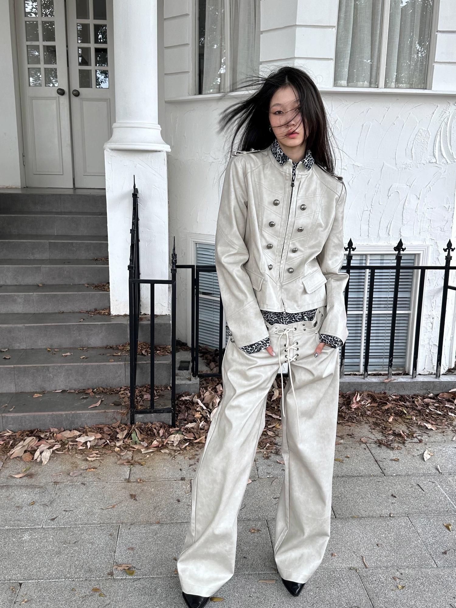 FULLTIDE Pu Slim Fit Street Style Stand Collar Long Sleeve Women Outerwear Jacket