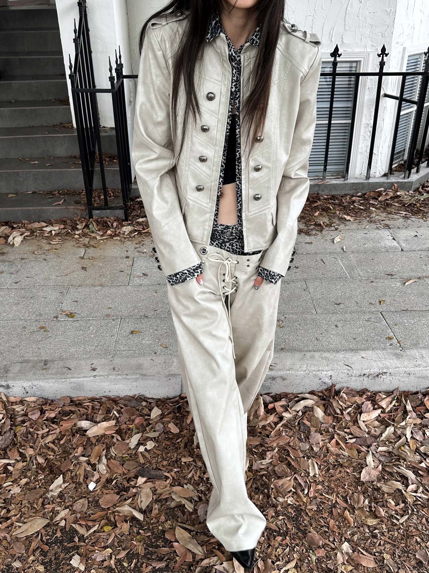 FULLTIDE Pu Slim Fit Street Style Stand Collar Long Sleeve Women Outerwear Jacket