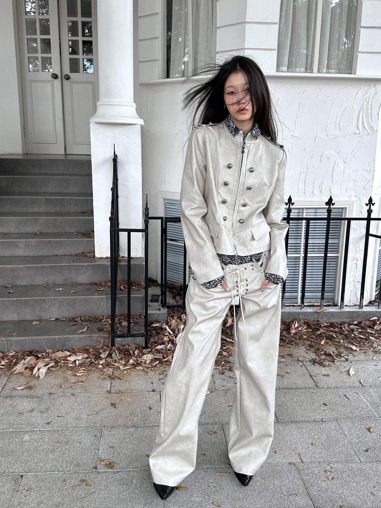 FULLTIDE Pu Slim Fit Street Style Stand Collar Long Sleeve Women Outerwear Jacket