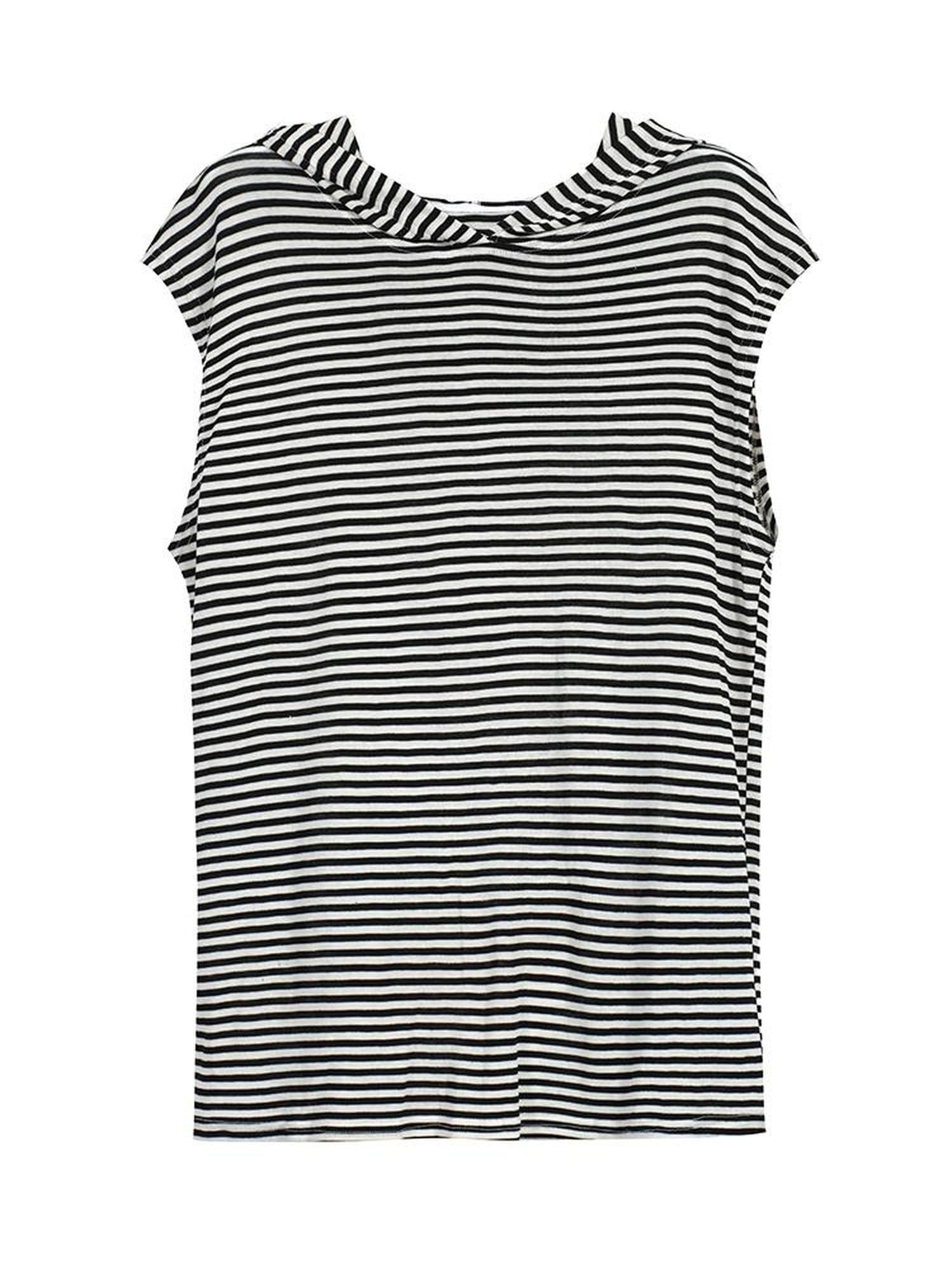 FULLTIDE Pure Cotton Vintage Striped Distressed Loose Round Neck Women T-Shirt