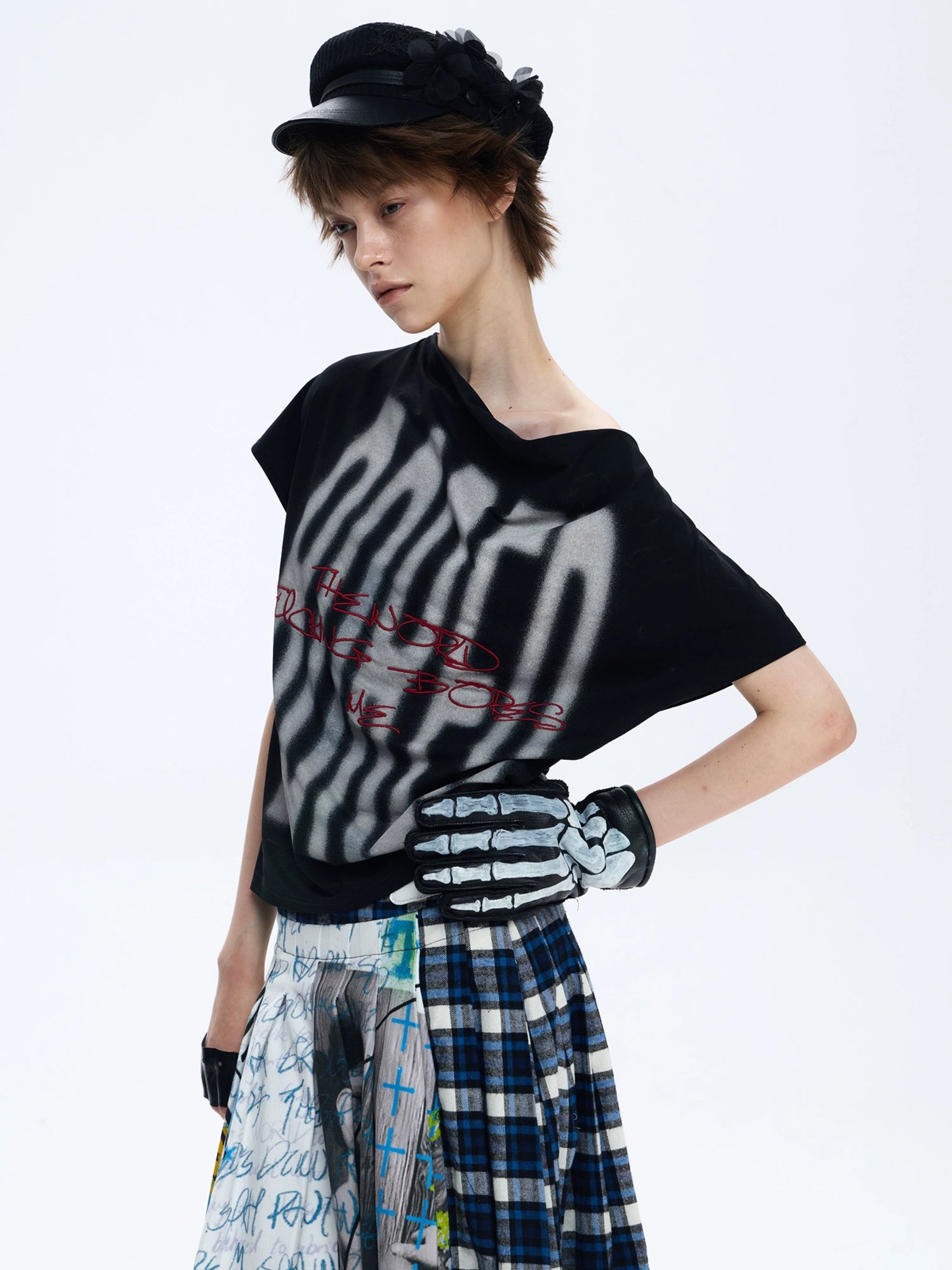 FULLTIDE Quick Dry Loose Commuter Printed Round Neck Unisex Cotton Black T-Shirt