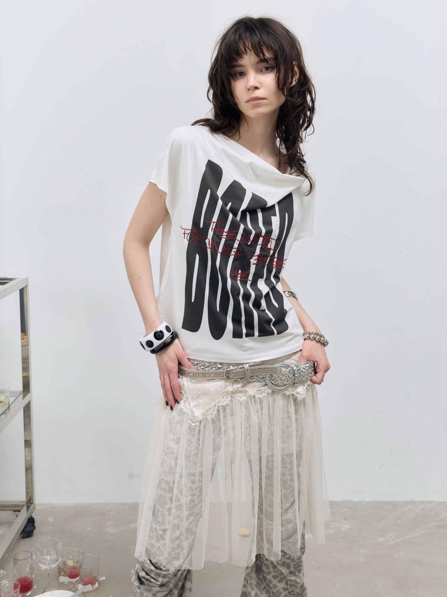 FULLTIDE Quick Dry Loose Commuter Printed Round Neck Unisex Cotton Black T-Shirt