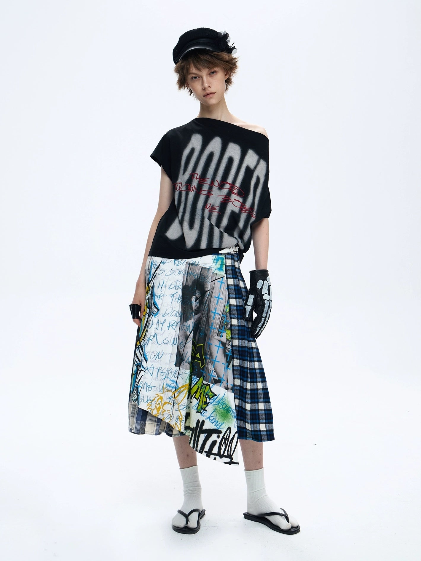 FULLTIDE Quick Dry Loose Commuter Printed Round Neck Unisex Cotton Black T-Shirt