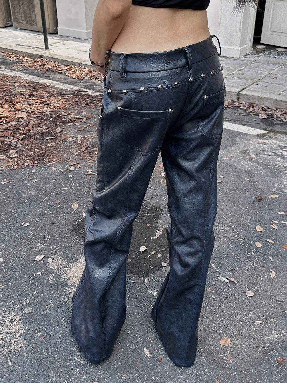 FULLTIDE Riveted Low Rise Flared Wide Leg Women&