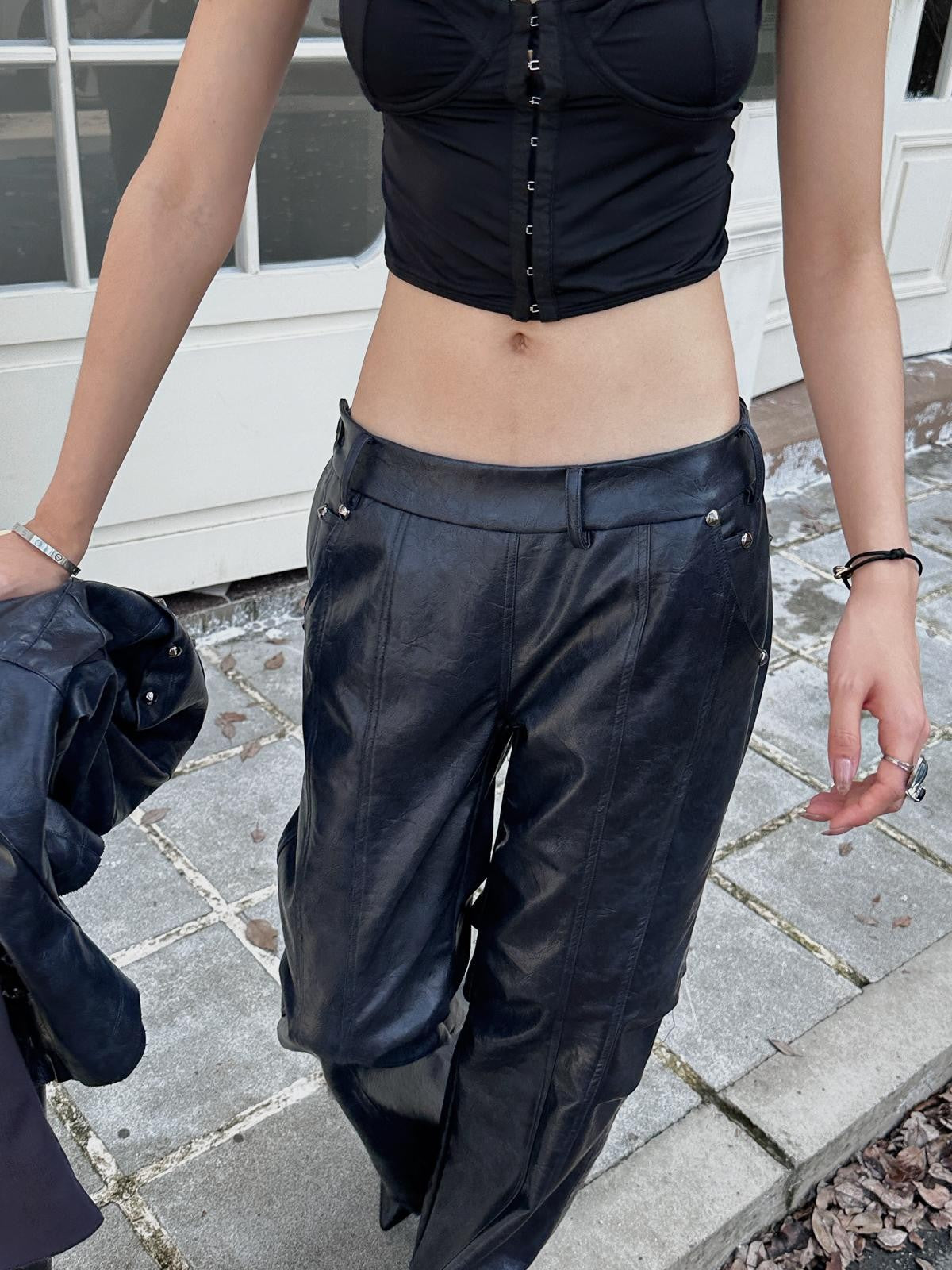 FULLTIDE Riveted Low Rise Flared Wide Leg Women&