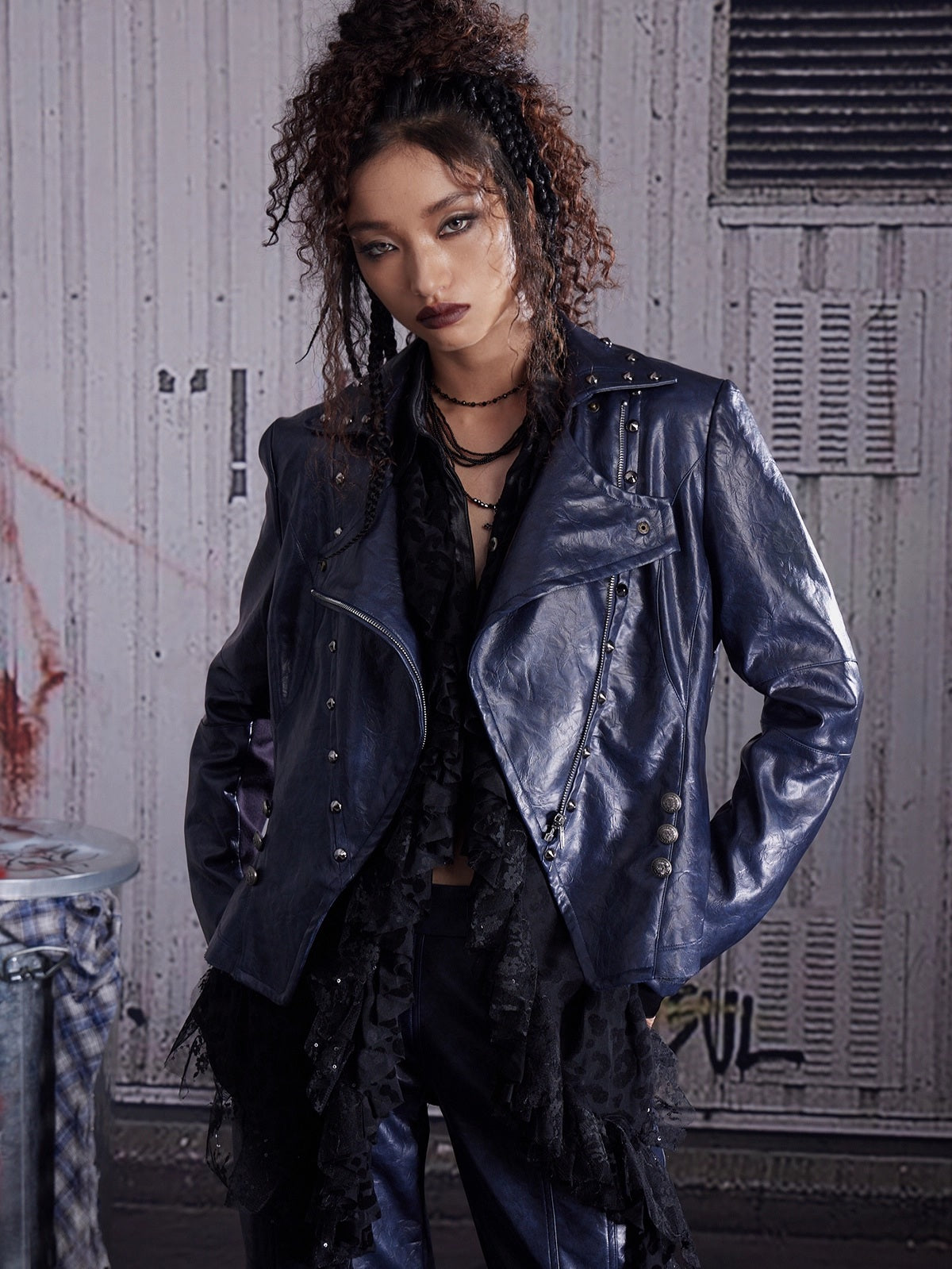 FULLTIDE_Slim_Pu_Zipper_Cropped_Street_Style_Blazer_Collar_Women_Navy_Burgundy_Jacket_MISSTT