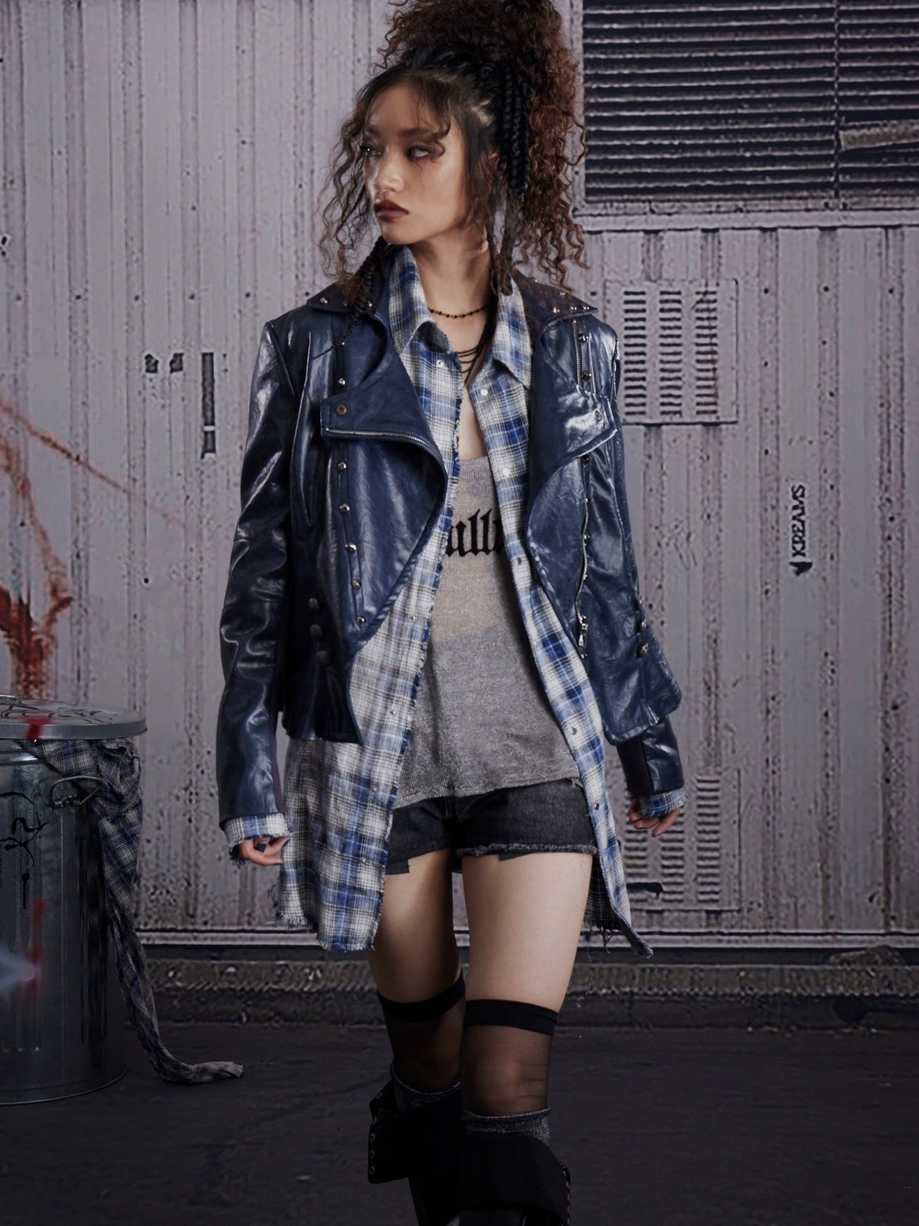 FULLTIDE Slim Pu Zipper Cropped Street Style Blazer Collar Women Navy Burgundy Jacket