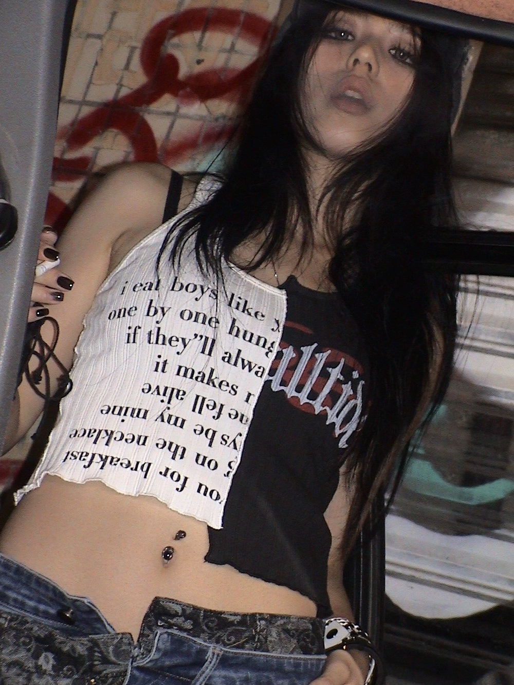 FULLTIDE Soft Cotton Stretch Slim Fit Office Chic Women Black White Colorblock Tank Top