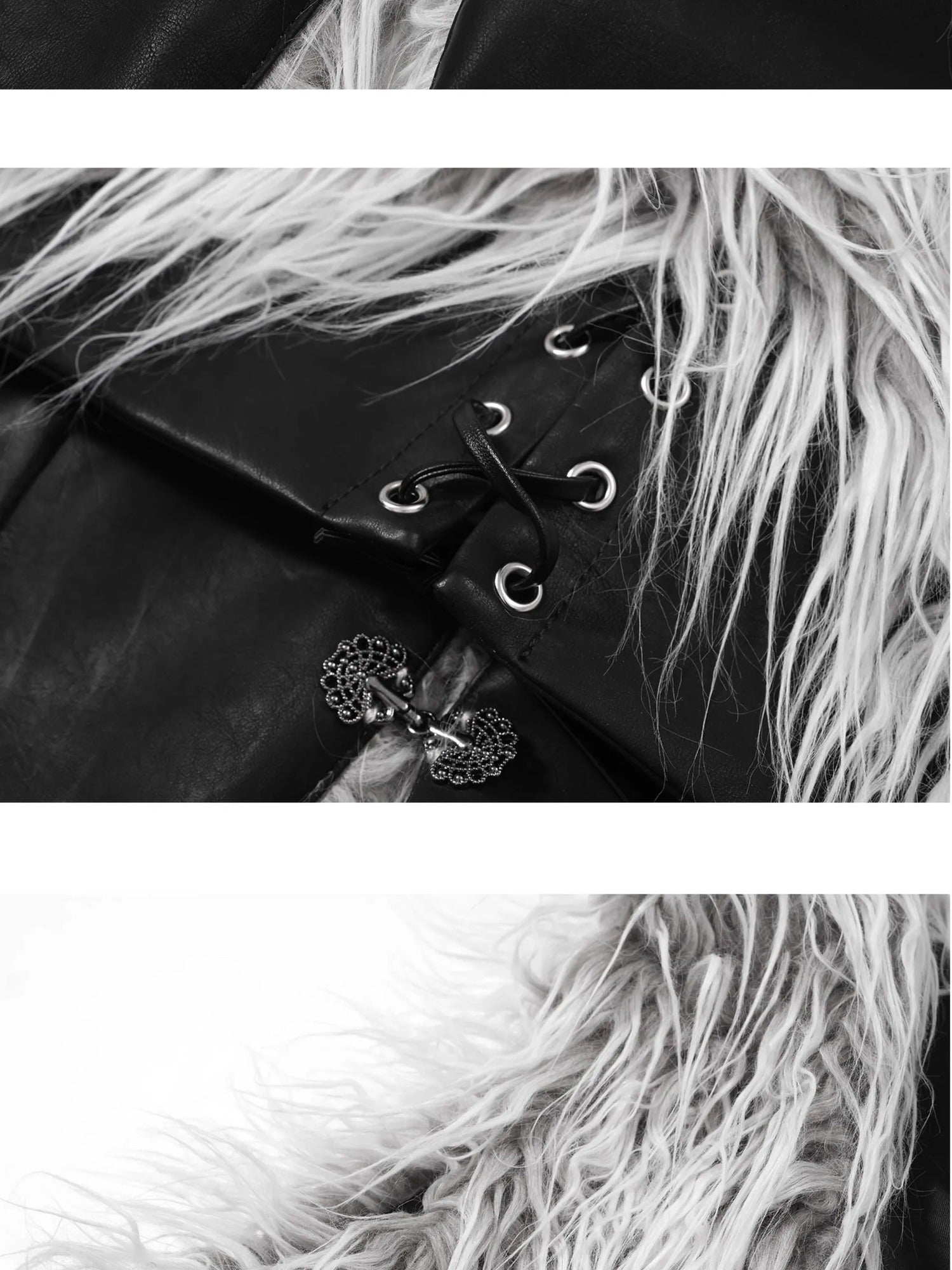 FULLTIDE Soft Faux Fur V Neck Cropped Street Style Women Grey White Khaki Gradient Vest