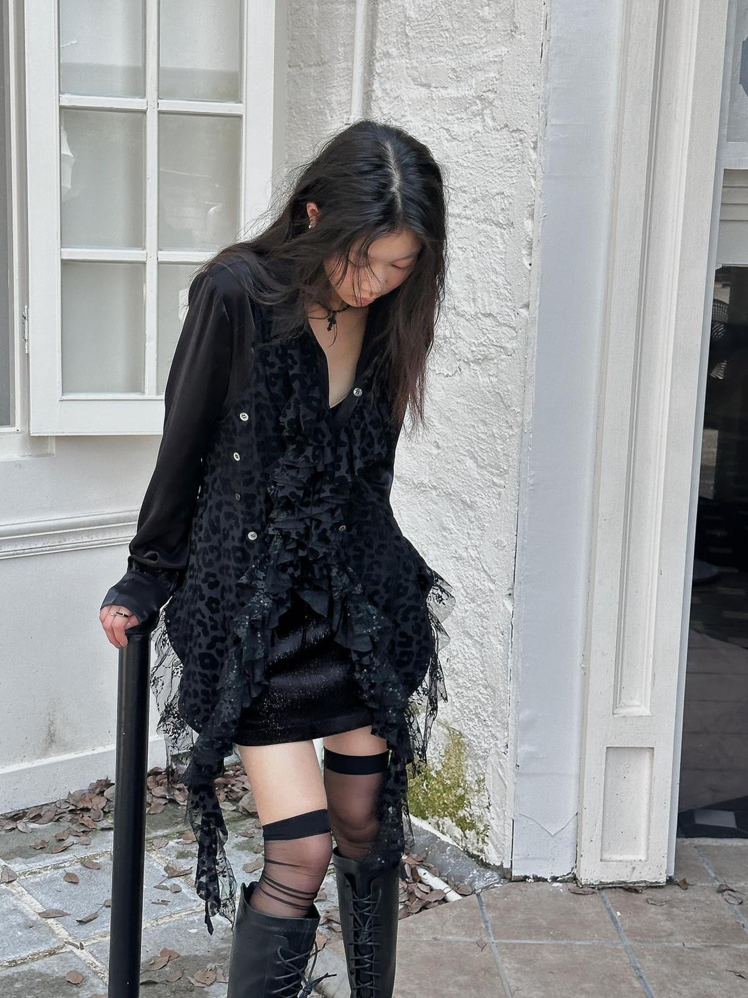 FULLTIDE Soft Viscose Blend Original Design Slim Fit Mid Length Leopard Print Women Shirt