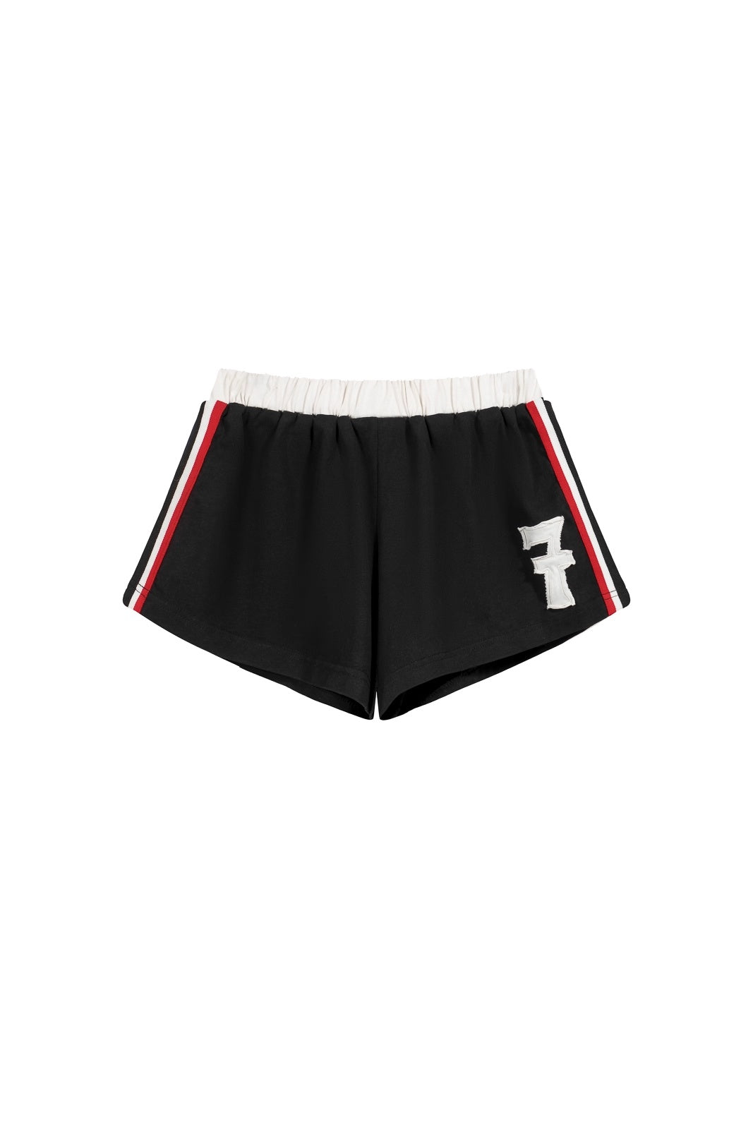 FULLTIDE_Stretch_Cotton_Natural_Waist_Slight_Flare_Original_Design_Women_Black_Red_Shorts_MISSTT