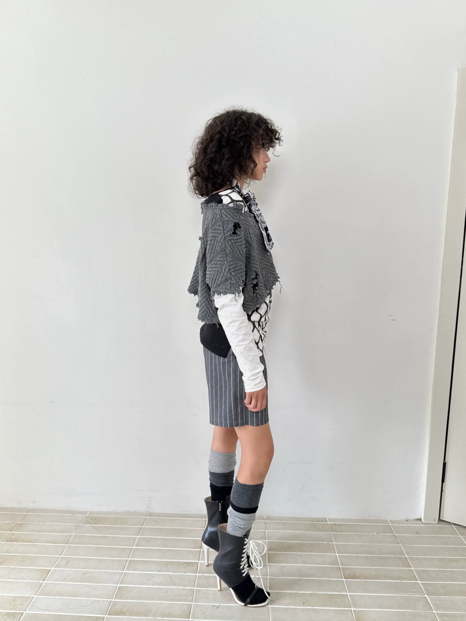 FULLTIDE Striped Button Detail Collegiate Natural Waist Commuter Polyester Shorts