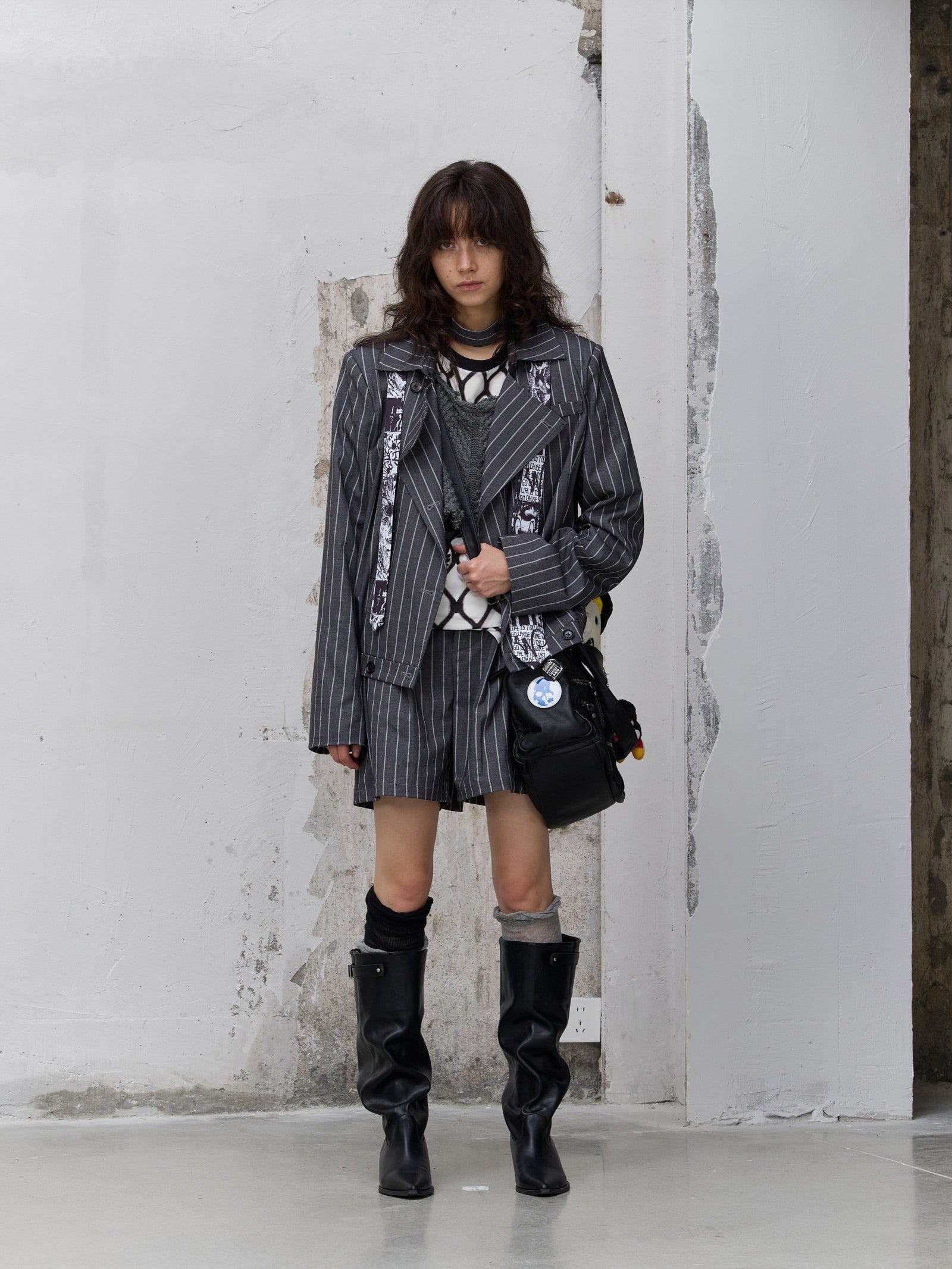 FULLTIDE_Striped_Punk_Laced_Double_Breasted_Half_Lined_Women&