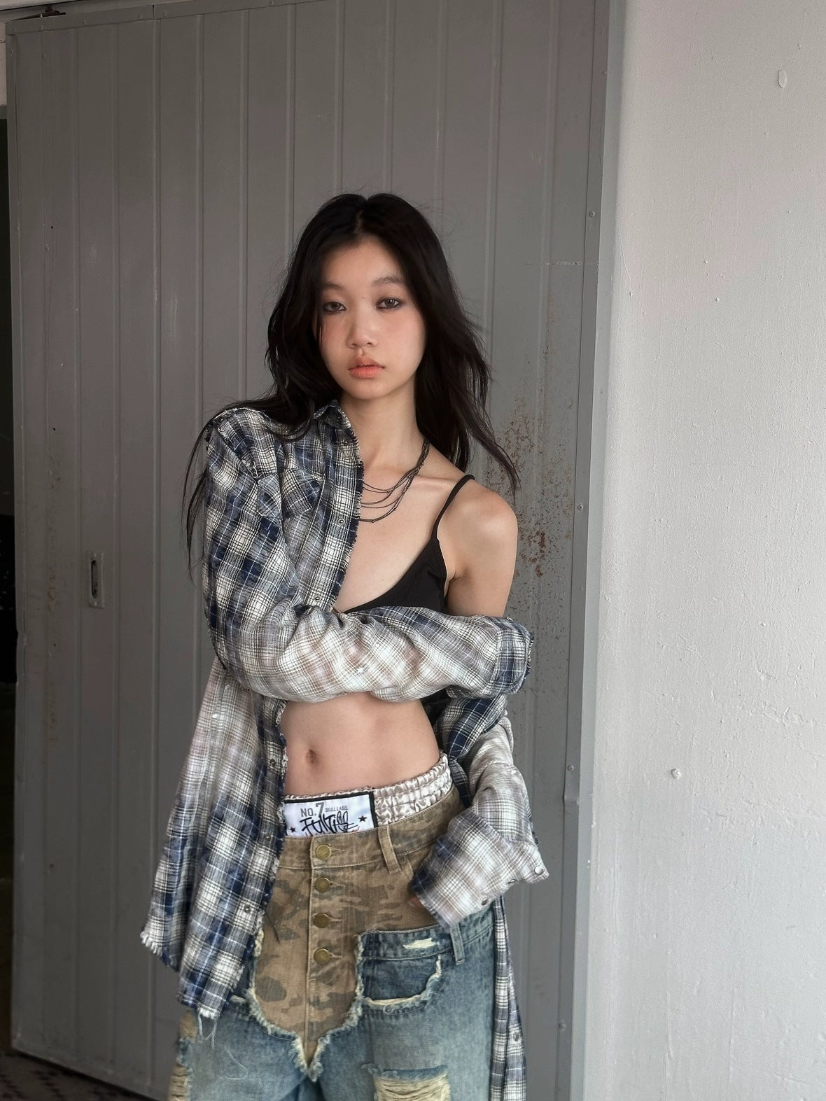 FULLTIDE Sun Protective Ultra Thin Cotton Oversized Utility Plaid Long Sleeve Unisex Shirt