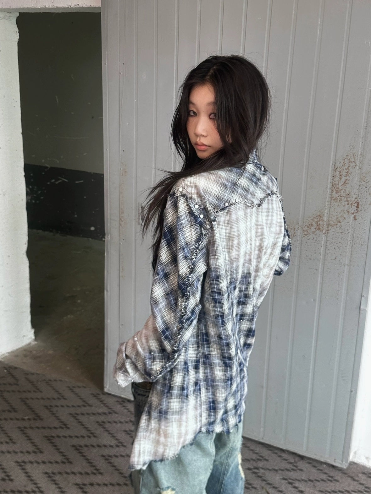 FULLTIDE Sun Protective Ultra Thin Cotton Oversized Utility Plaid Long Sleeve Unisex Shirt