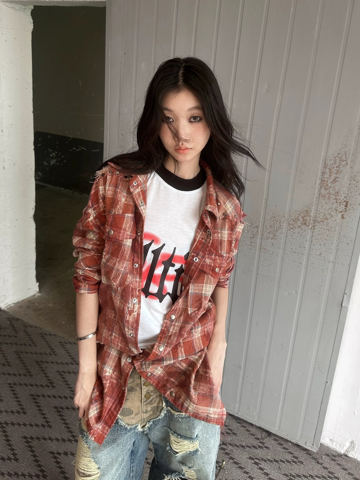 FULLTIDE Sun Protective Ultra Thin Cotton Oversized Utility Plaid Long Sleeve Unisex Shirt