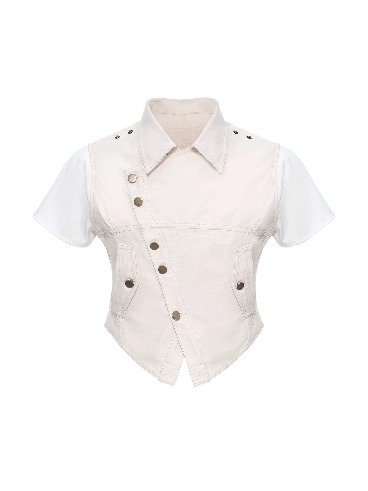 FULLTIDE_Tailored_Slim_Fit_Collared_Lapel_Youth_Casual_Off_White_Trendy_Outerwear_Vest_MISSTT