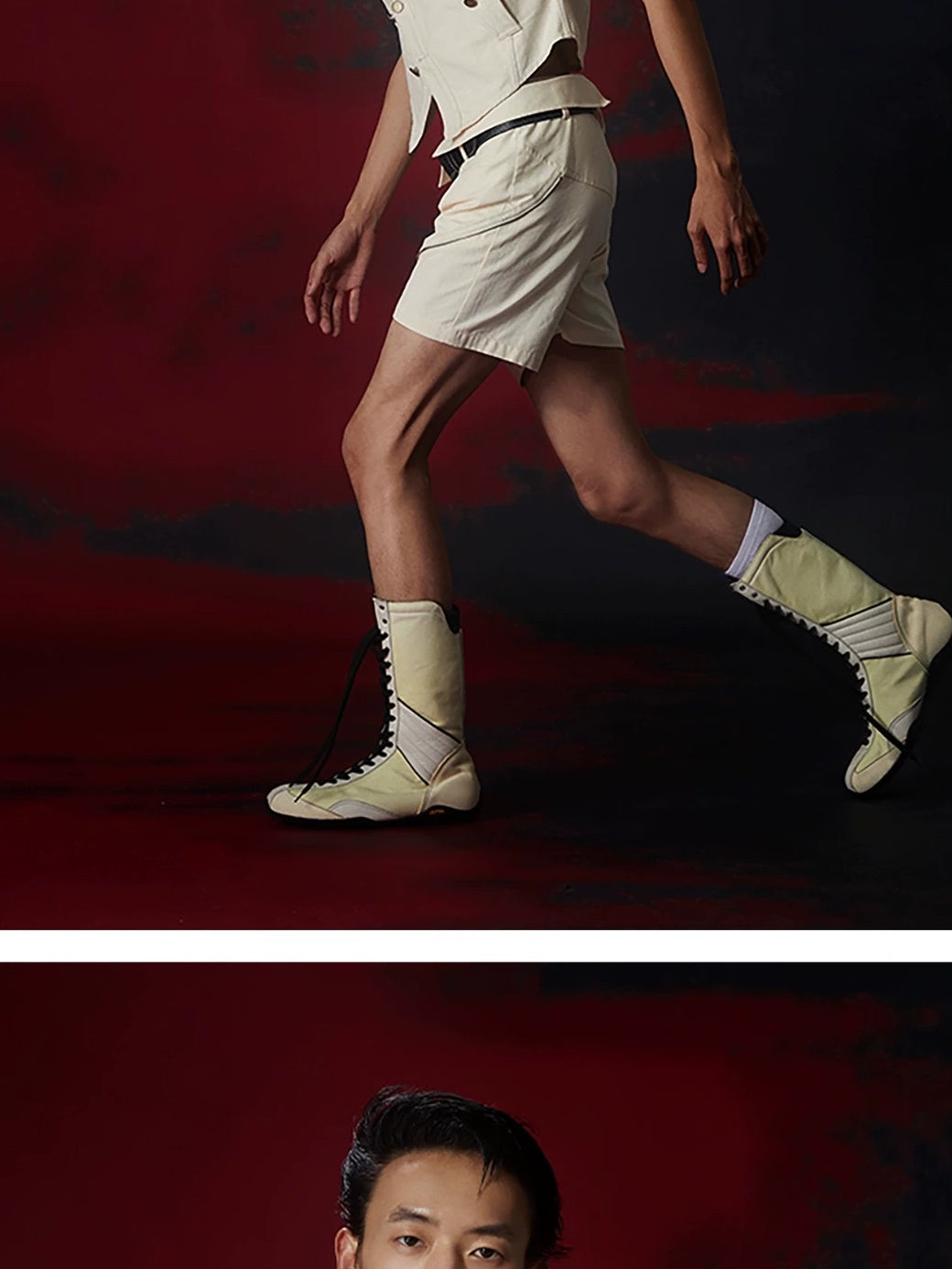 FULLTIDE Tailored Slim Fit Collared Lapel Youth Casual Off White Trendy Outerwear Vest