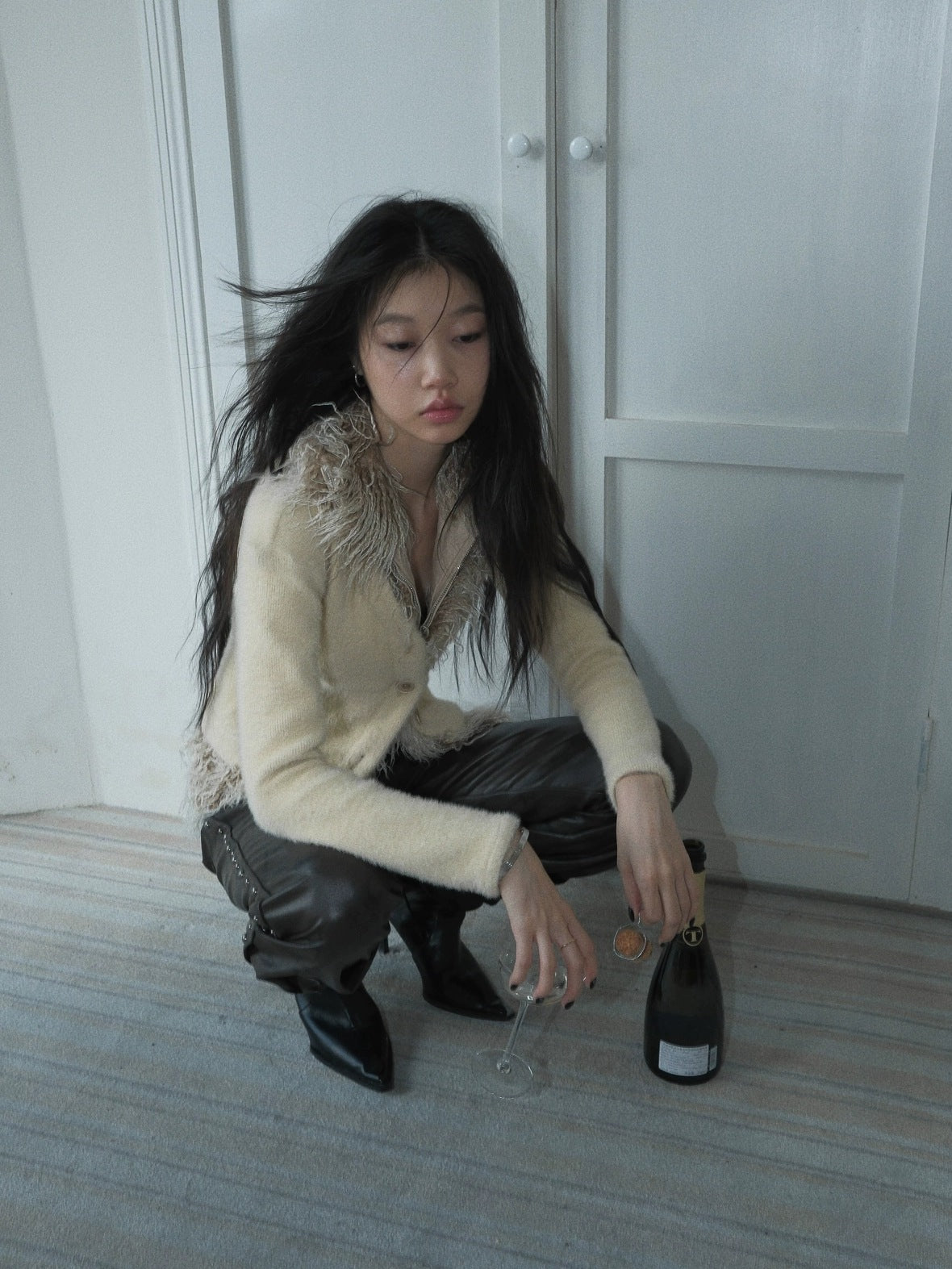 FULLTIDE Thick Plush Original Design Lapel Slim Fit Women Wool Mohair Blend Jacket