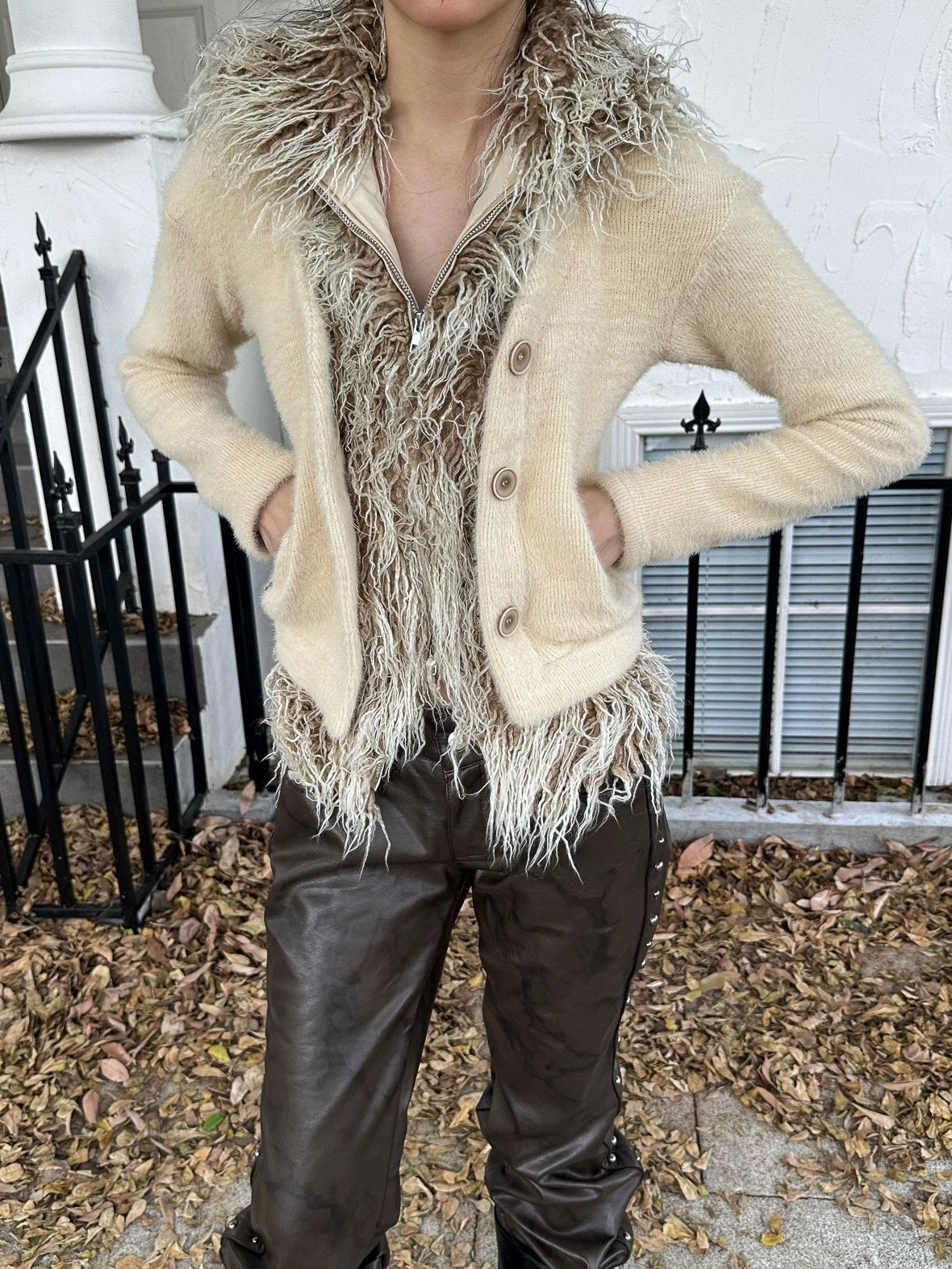 FULLTIDE Thick Plush Original Design Lapel Slim Fit Women Wool Mohair Blend Jacket