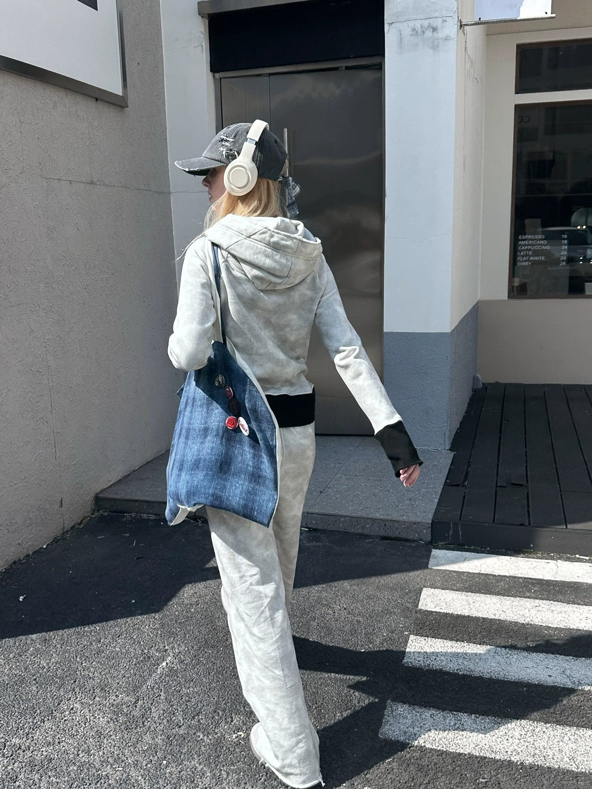 FULLTIDE Thick Pure Cotton Colorblock Hooded Mid Length Oversized Street Women Hoodies