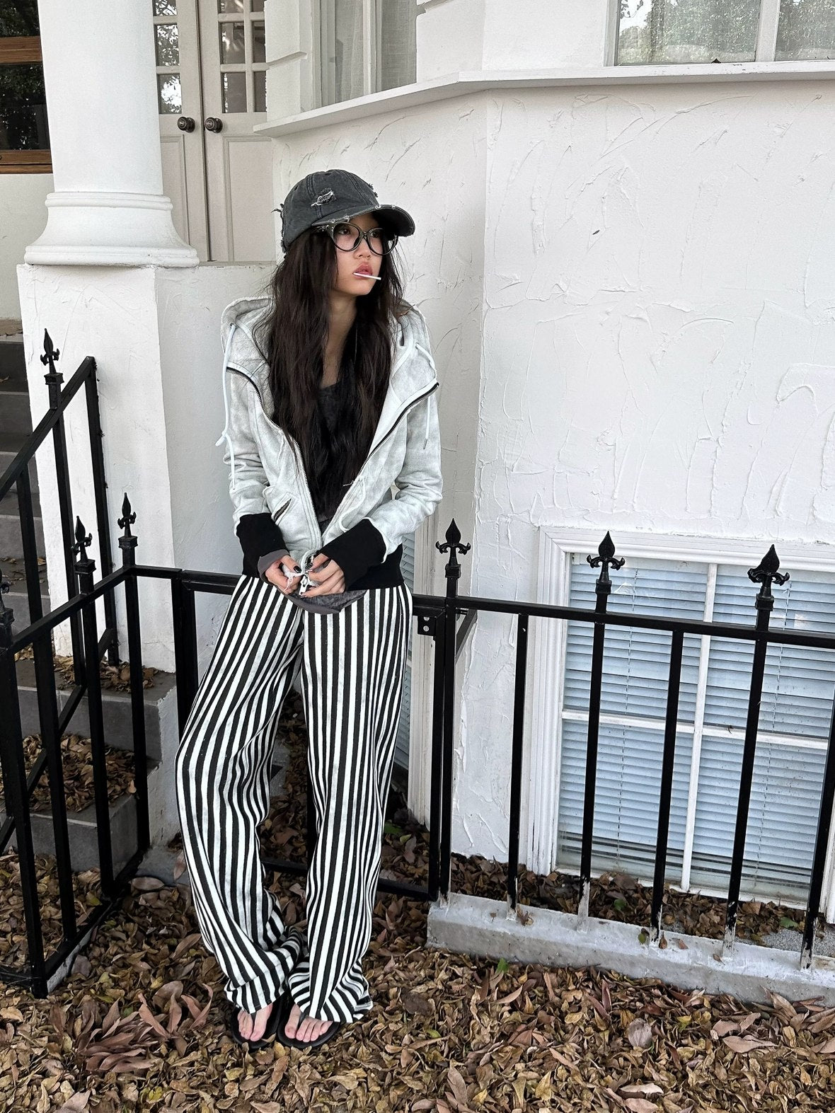 FULLTIDE Thick Pure Cotton Colorblock Hooded Mid Length Oversized Street Women Hoodies