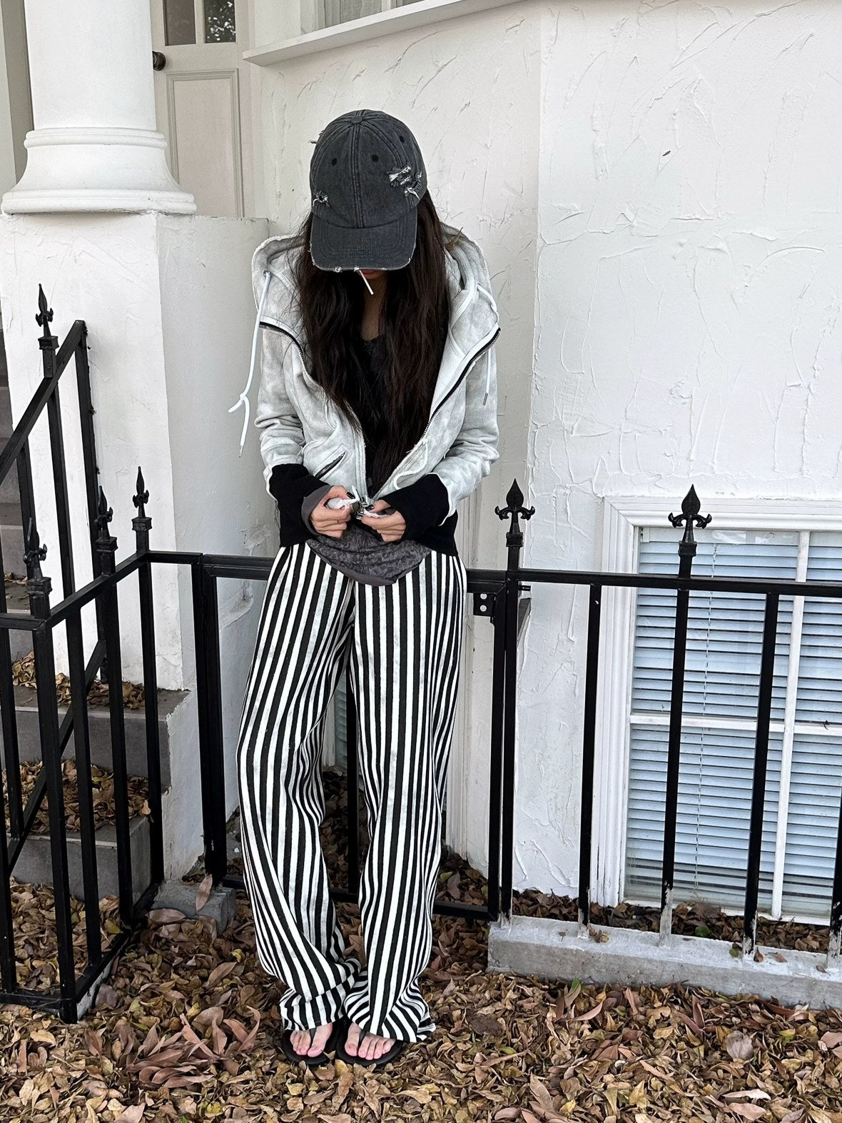 FULLTIDE Thick Pure Cotton Colorblock Hooded Mid Length Oversized Street Women Hoodies