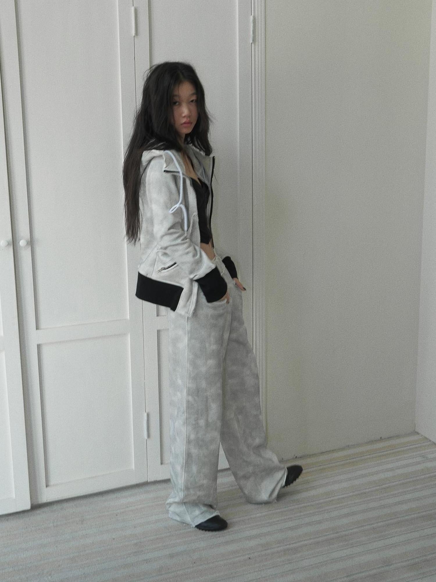 FULLTIDE Thick Pure Cotton Colorblock Hooded Mid Length Oversized Street Women Hoodies