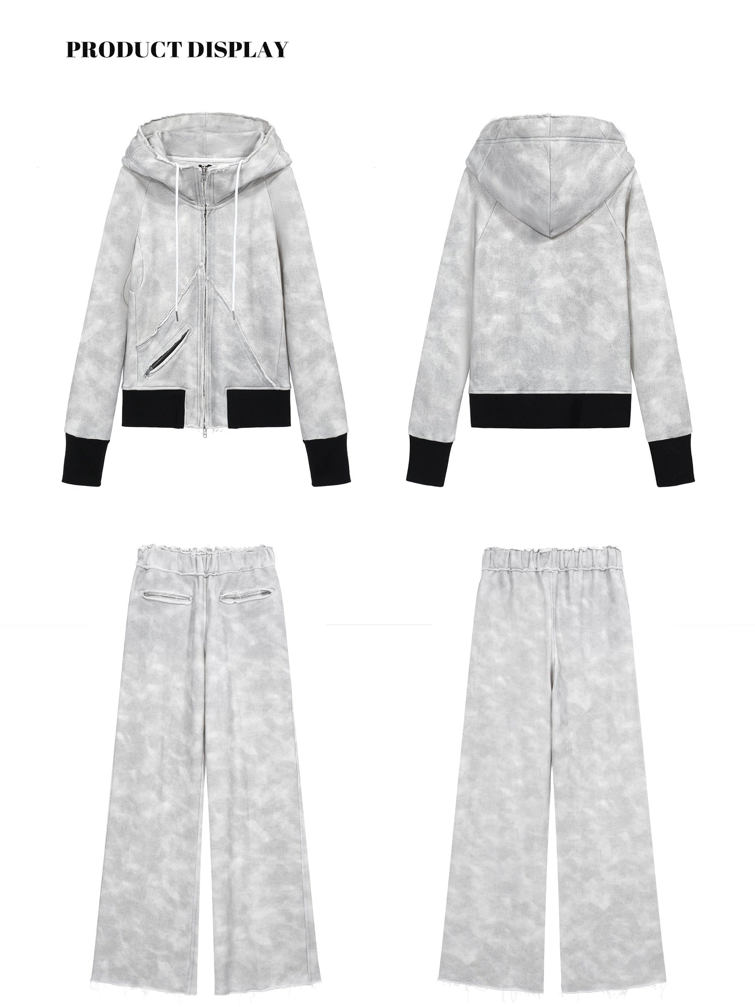 FULLTIDE Thick Pure Cotton Colorblock Hooded Mid Length Oversized Street Women Hoodies