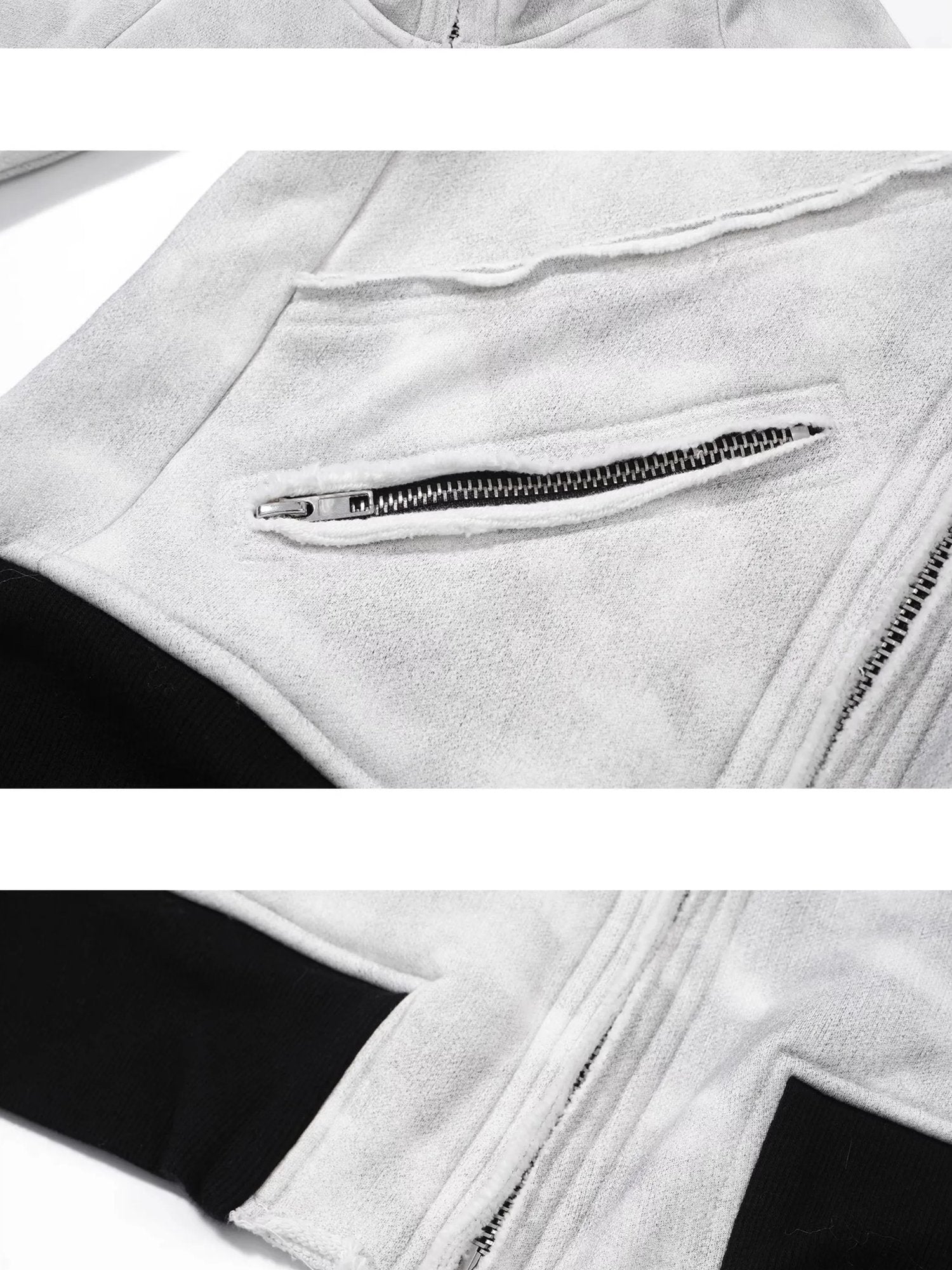 FULLTIDE Thick Pure Cotton Colorblock Hooded Mid Length Oversized Street Women Hoodies