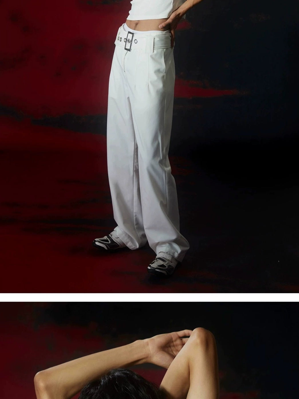 FULLTIDE White Mid Rise Slight Stretch Straight Minimalist Youth Wedding Designer Pants