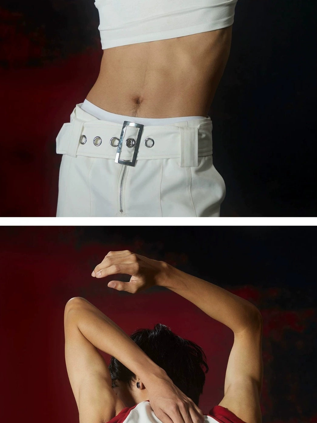 FULLTIDE White Mid Rise Slight Stretch Straight Minimalist Youth Wedding Designer Pants