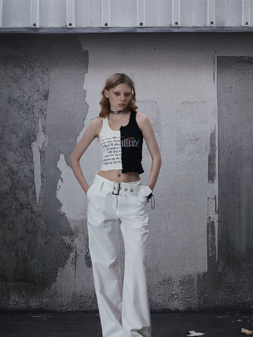 FULLTIDE White Mid Rise Slight Stretch Straight Minimalist Youth Wedding Designer Pants