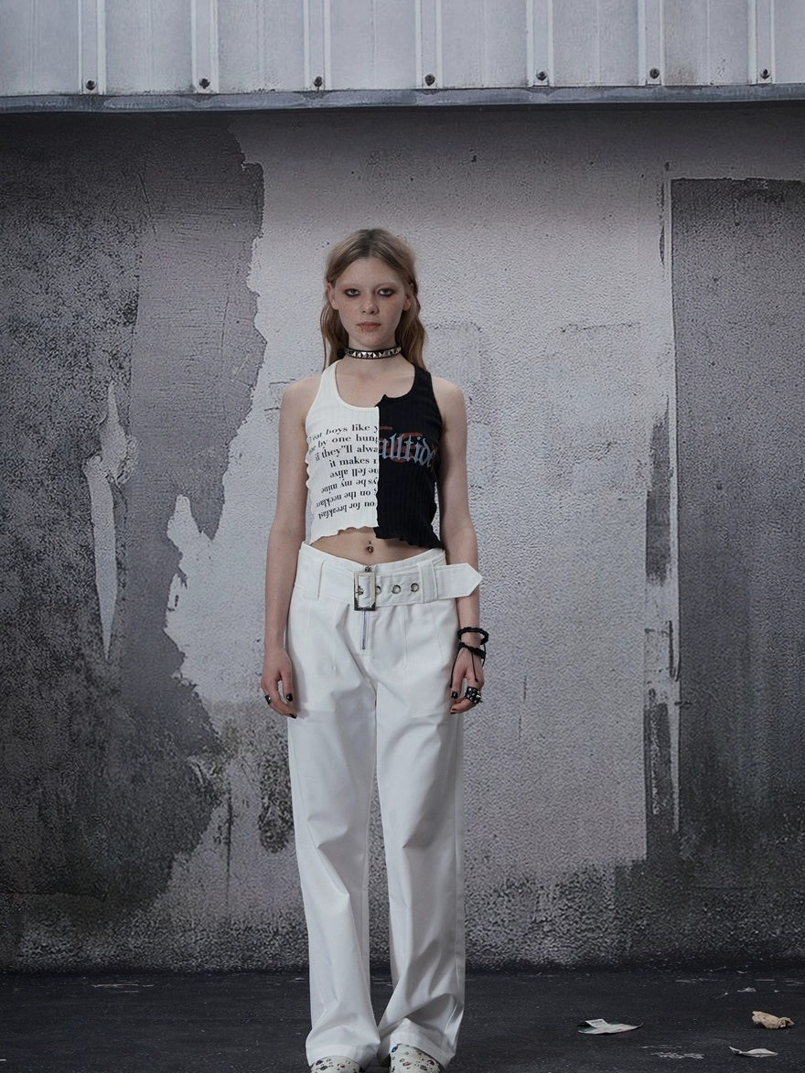 FULLTIDE White Mid Rise Slight Stretch Straight Minimalist Youth Wedding Designer Pants