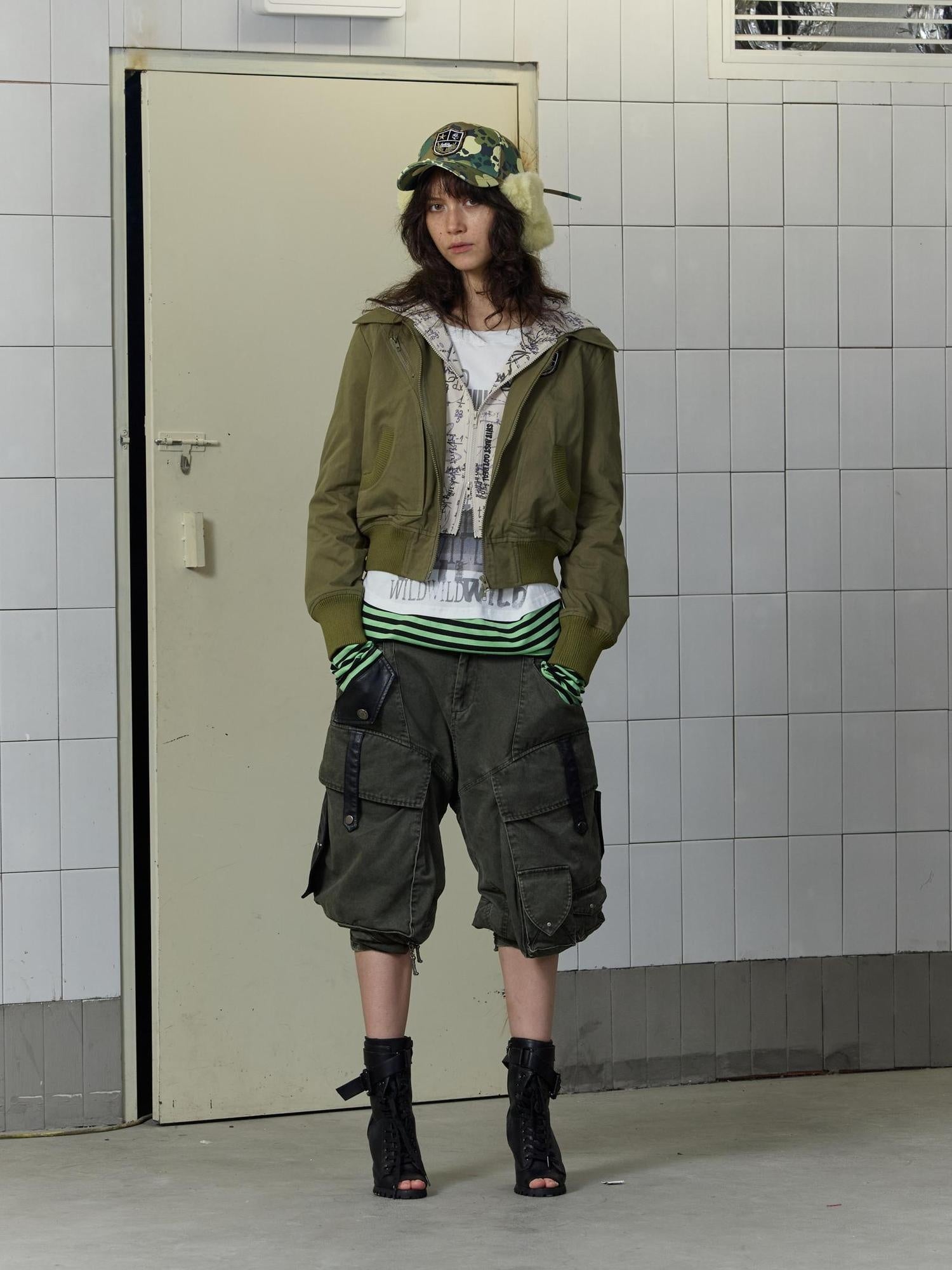 FULLTIDE Windproof Chinese High Waist Hooded Embroidered Mock Layer Unisex Cotton Hoodies