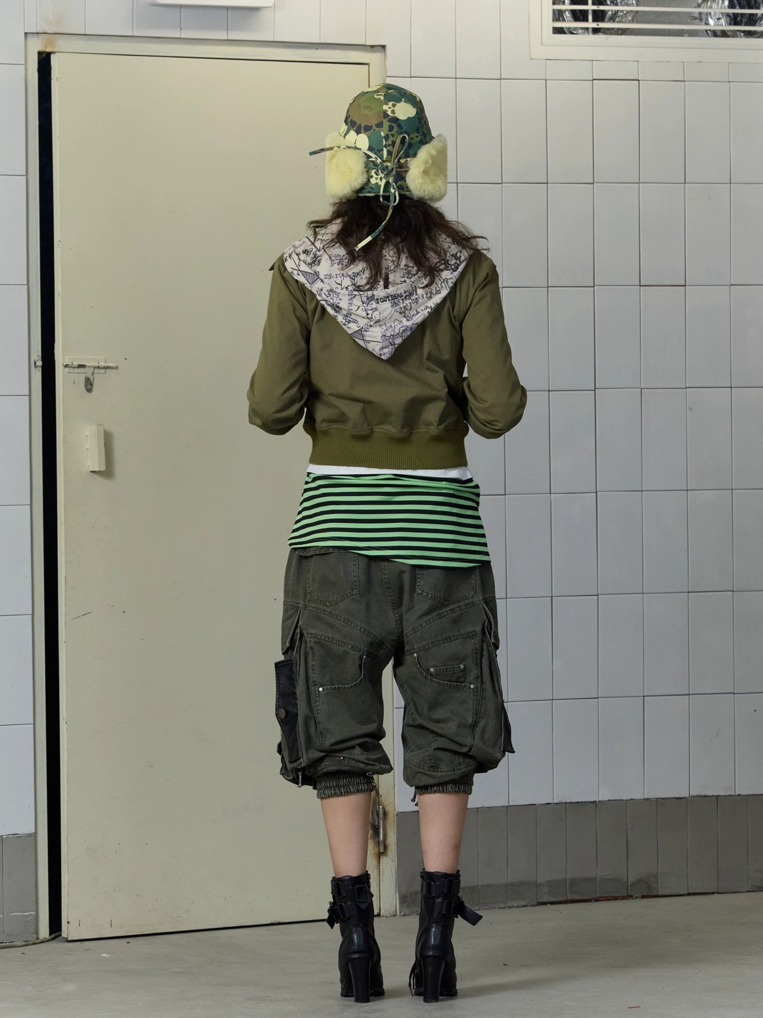 FULLTIDE Windproof Chinese High Waist Hooded Embroidered Mock Layer Unisex Cotton Hoodies