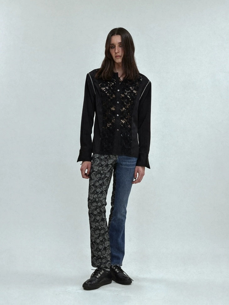 FULLTIDE Wrinkle Free Satin Square Neck Rock Chic Women Evening Zip Pleated Shimmer Shirt