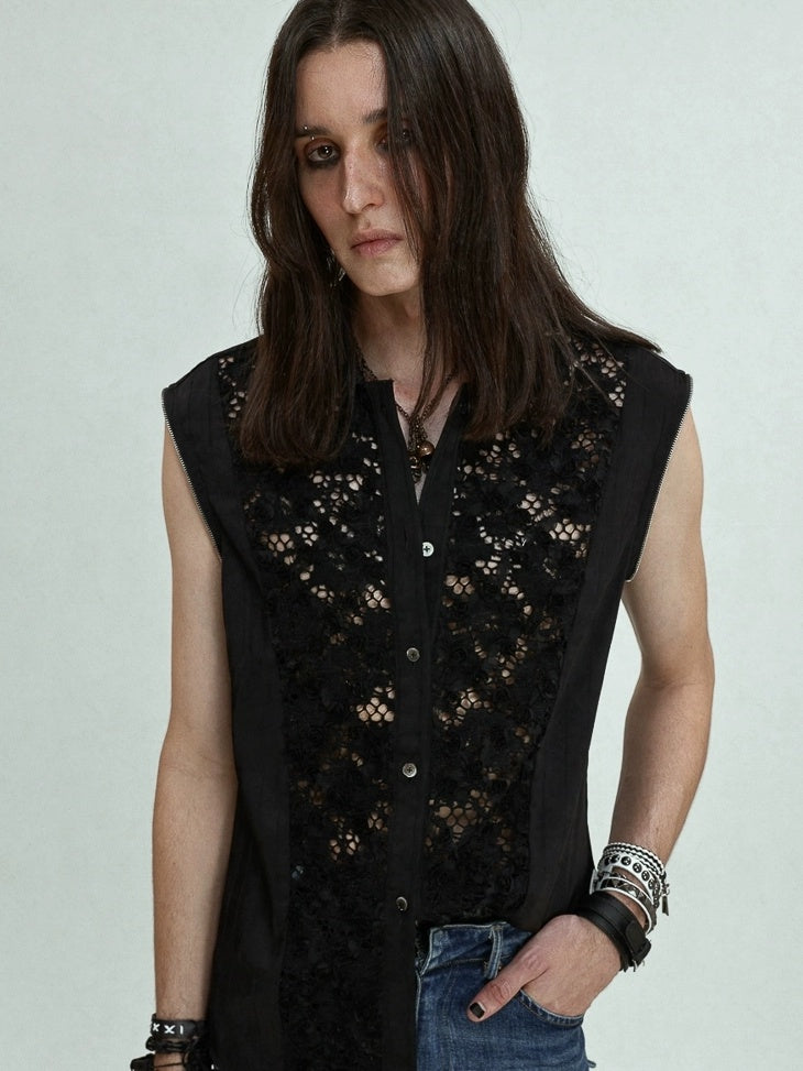 FULLTIDE Wrinkle Free Satin Square Neck Rock Chic Women Evening Zip Pleated Shimmer Shirt