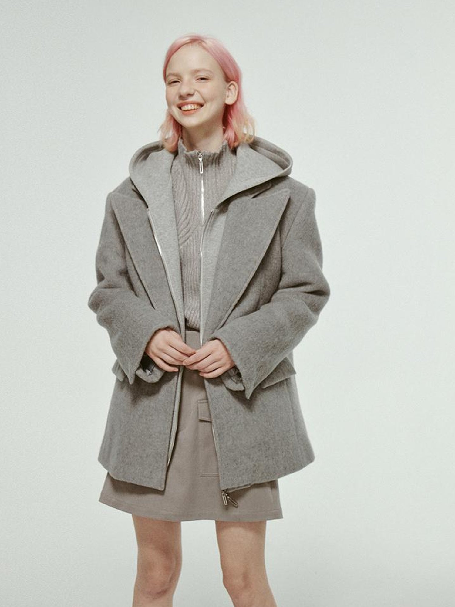 FUSSED 23aw Wool Blend Fleck Grey Notched Collar Cropped Blazer