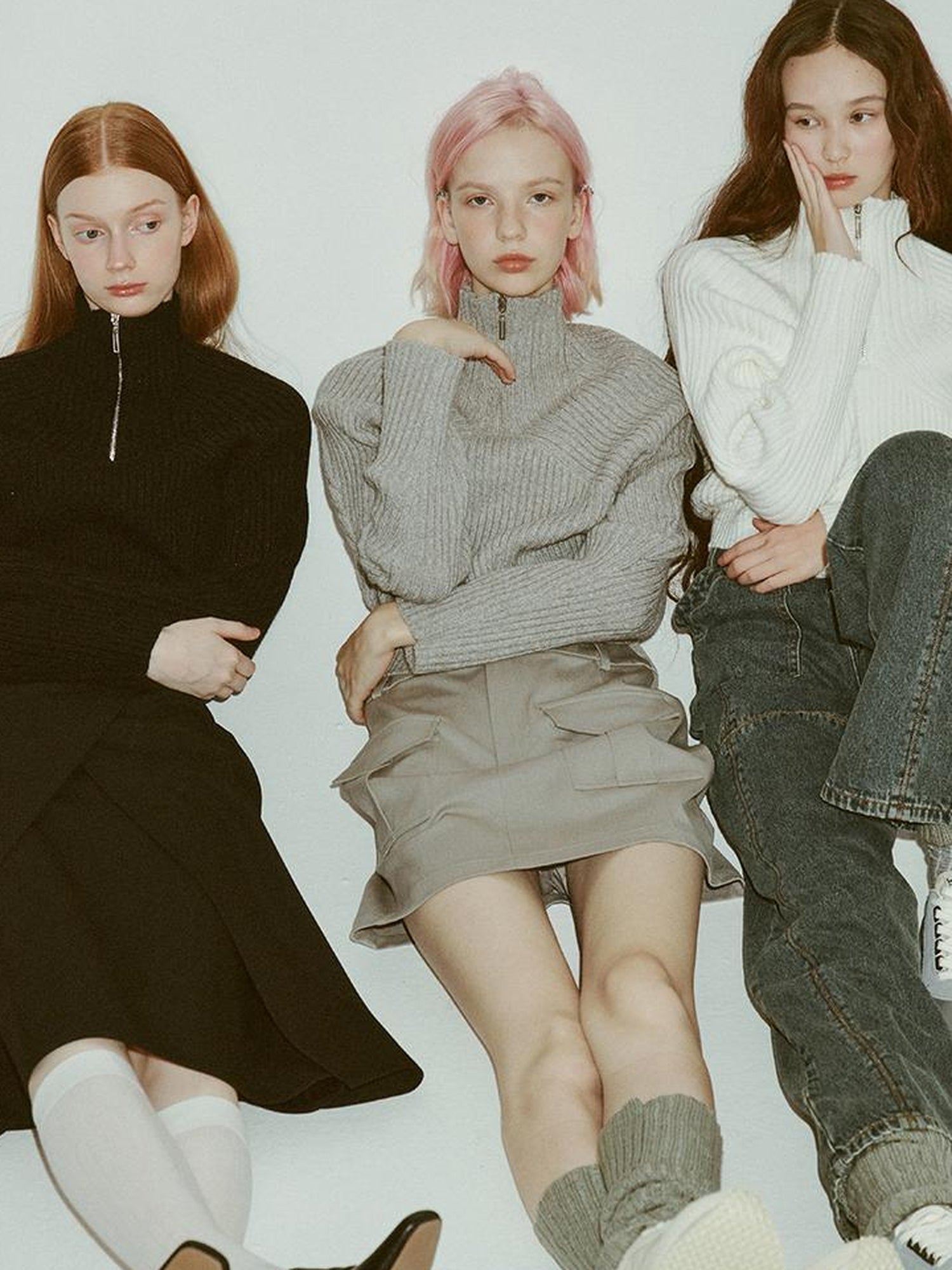 FUSSED 23aw Wool Blend Fleck Grey Notched Collar Cropped Blazer