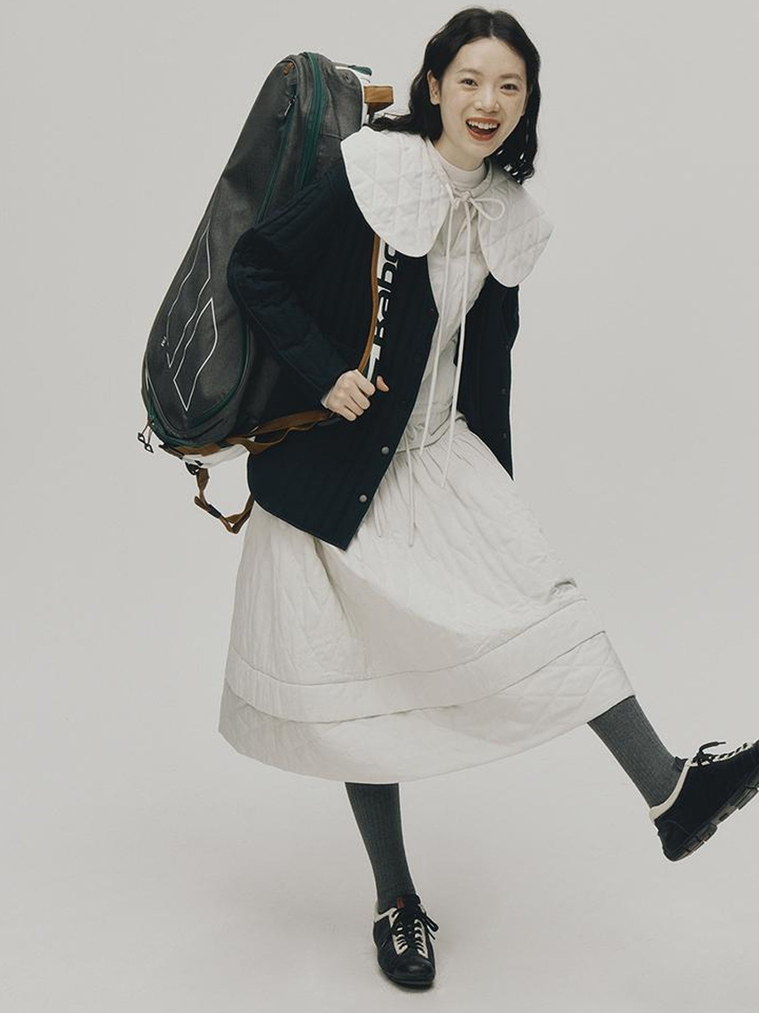 FUSSED 24aw Navy Quilted Down Coat With 90 Percent White Duck Feather