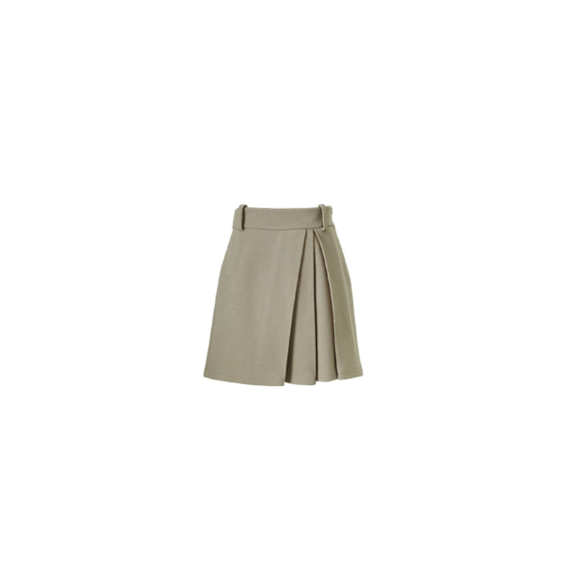 FUSSED_A_Line_Pleated_Pique_Cotton_Skirt_In_Flax_Green_MISSTT
