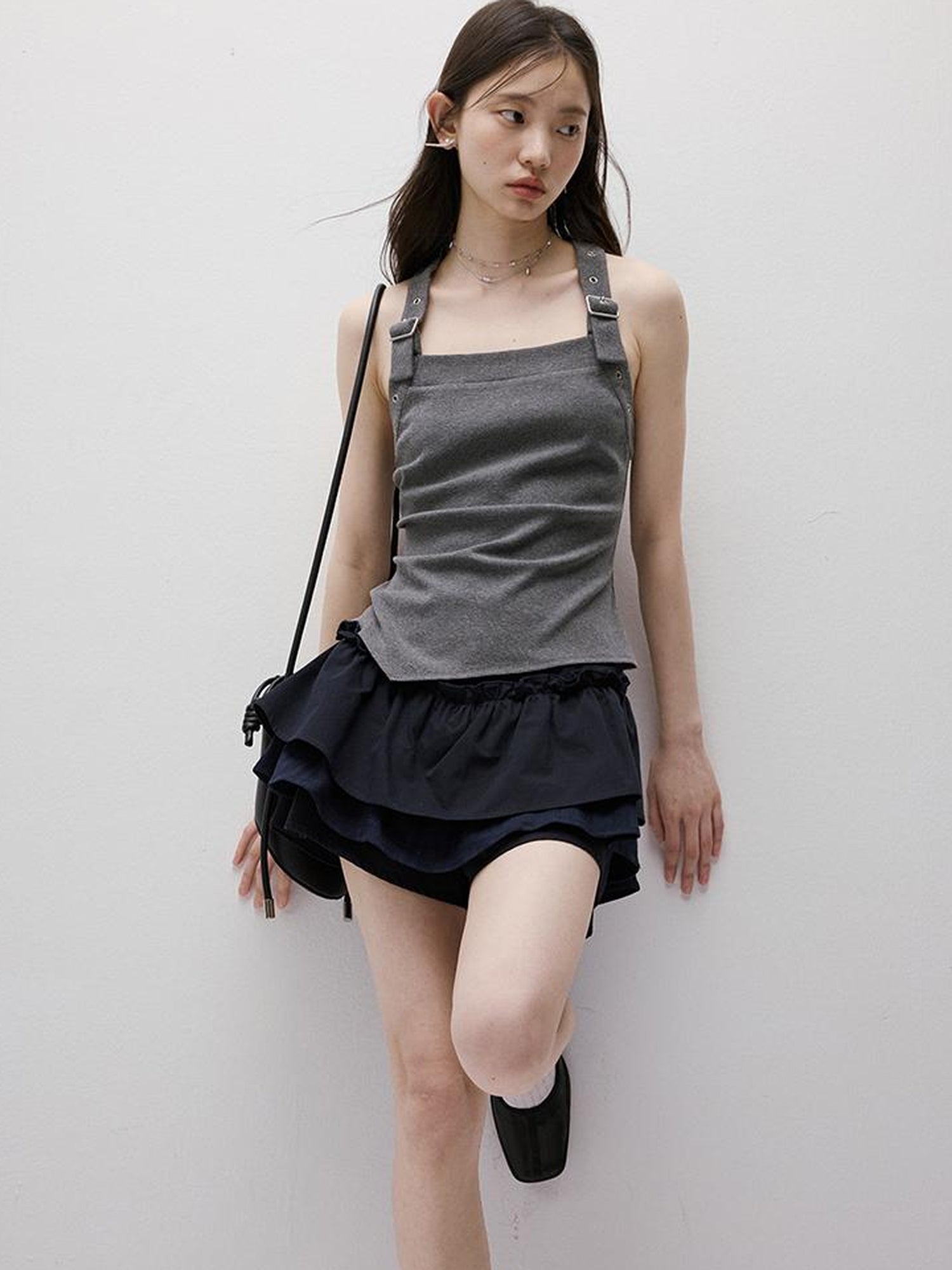 FUSSED Adjustable Slim Fit Ribbed Vest With Asymmetric Hem