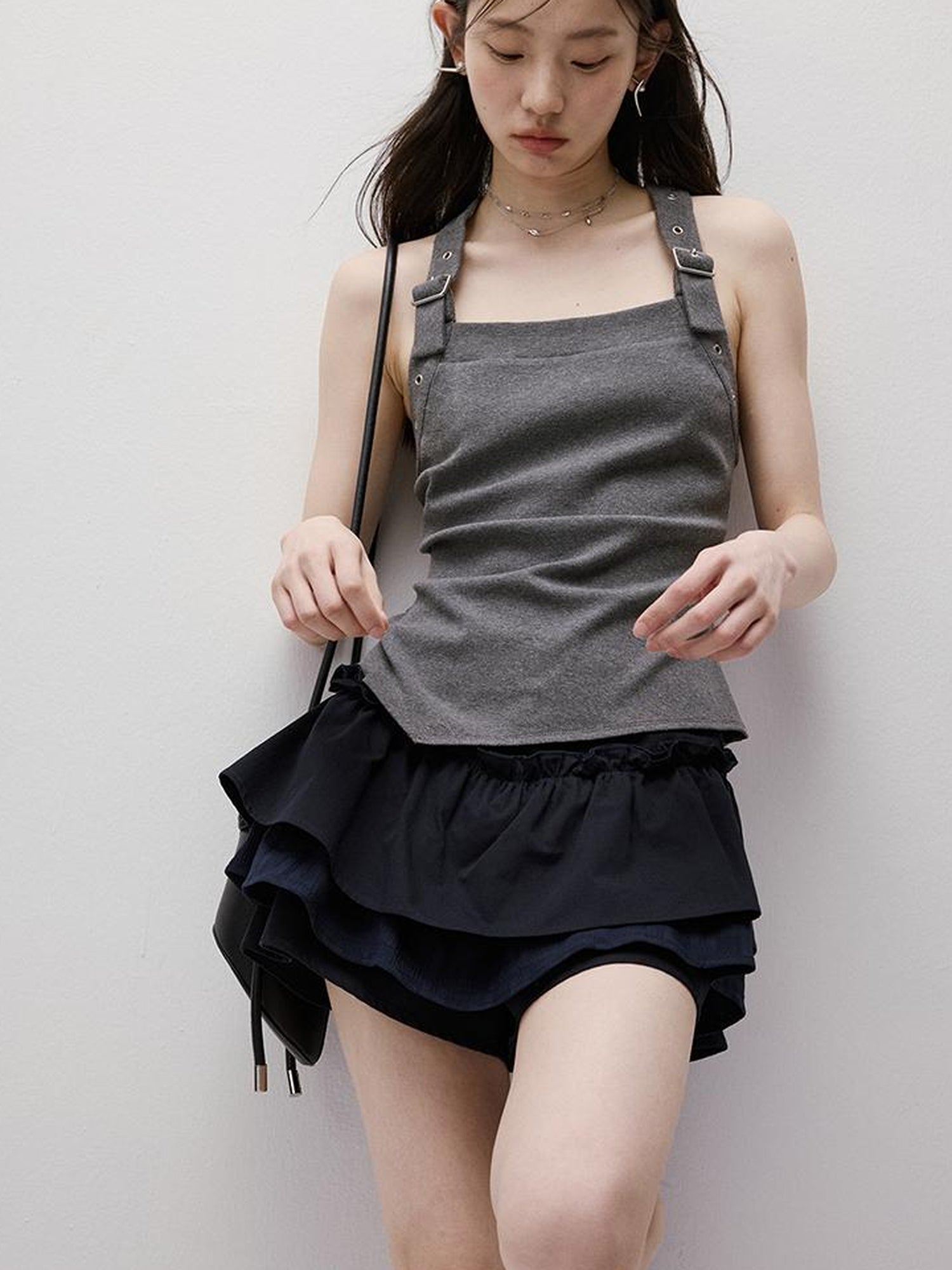 FUSSED Adjustable Slim Fit Ribbed Vest With Asymmetric Hem