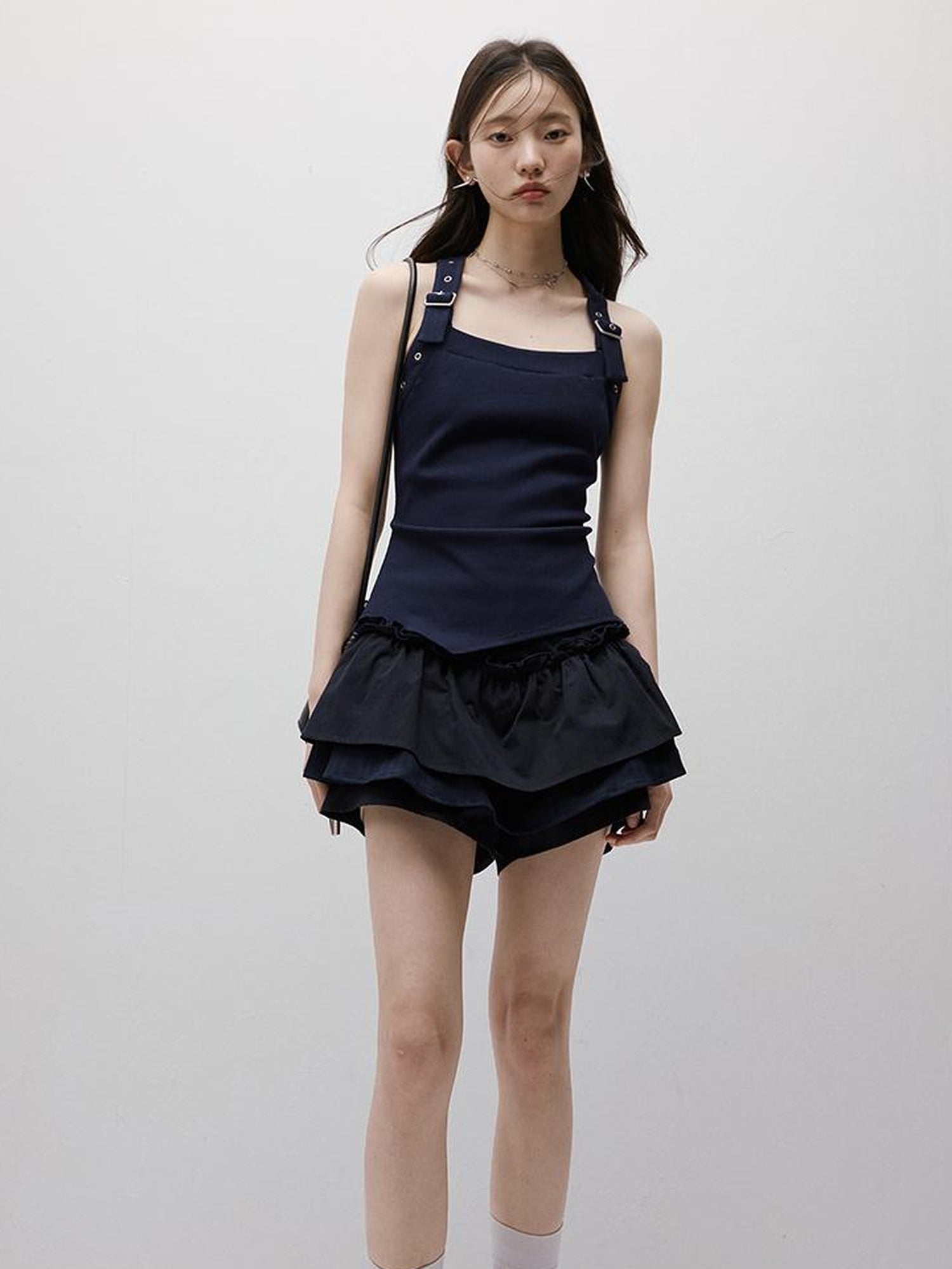 FUSSED Adjustable Slim Fit Ribbed Vest With Asymmetric Hem