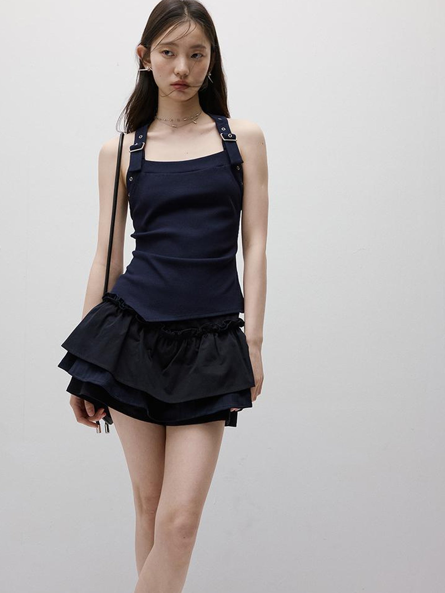 FUSSED Adjustable Slim Fit Ribbed Vest With Asymmetric Hem